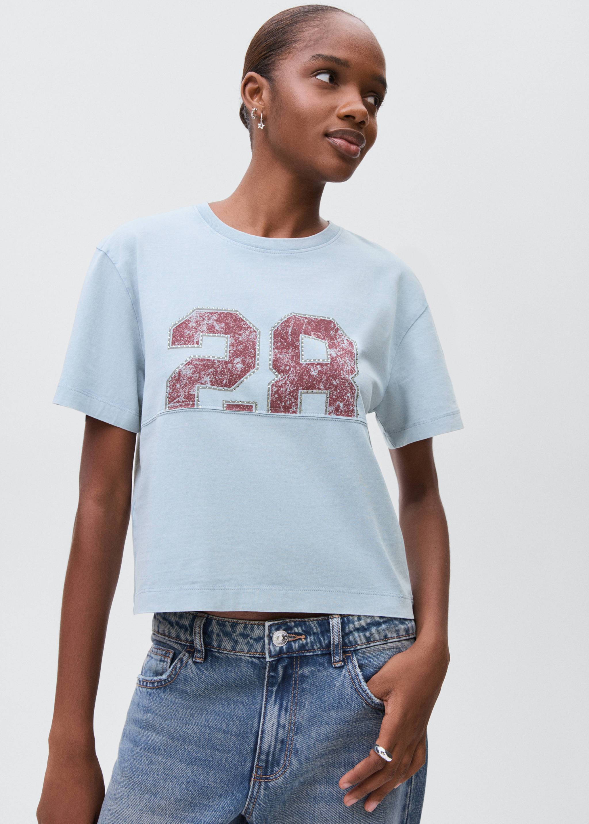 Camiseta algodón estampada - Plano medio