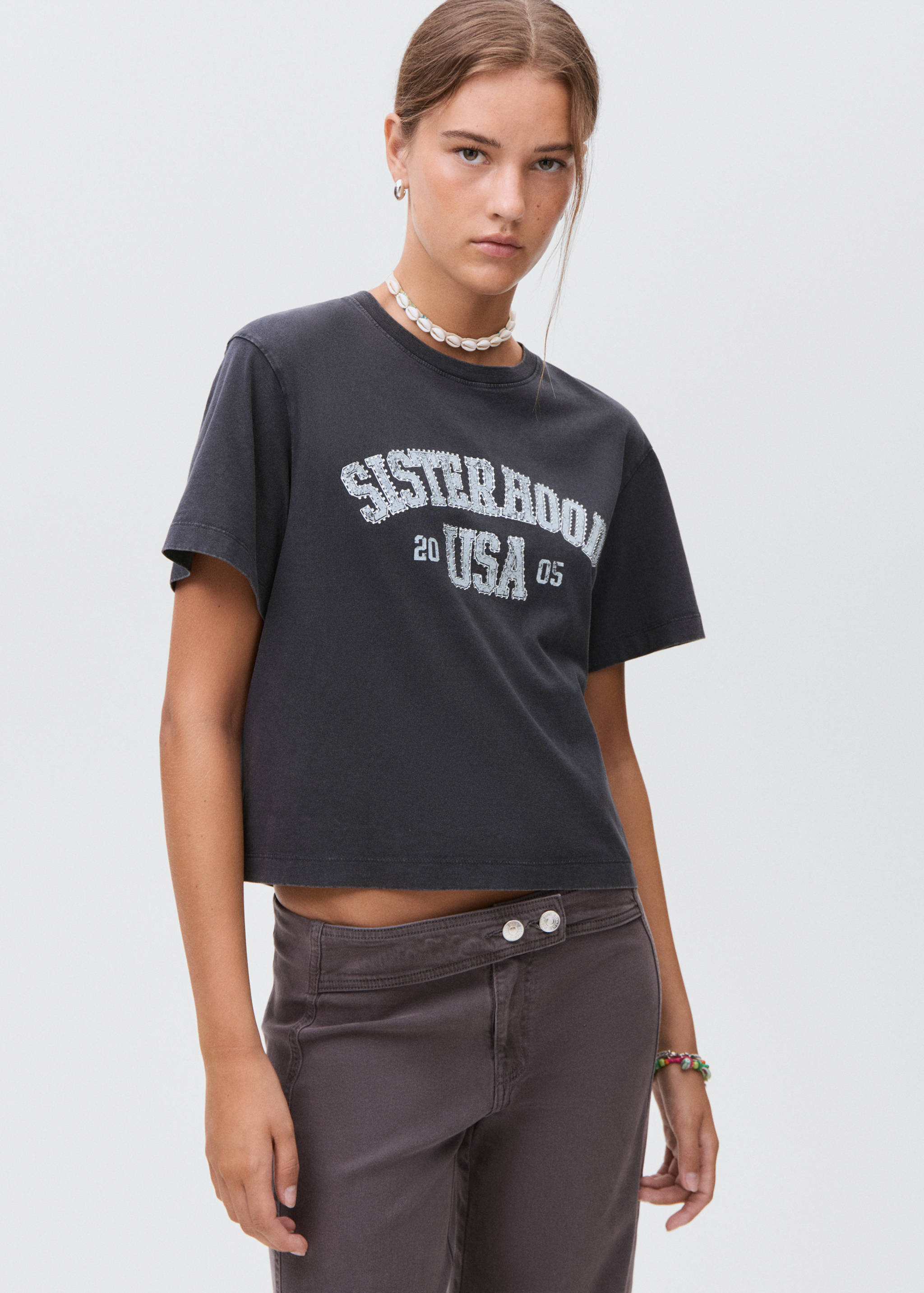 Printed cotton-blend t-shirt - Medium plane