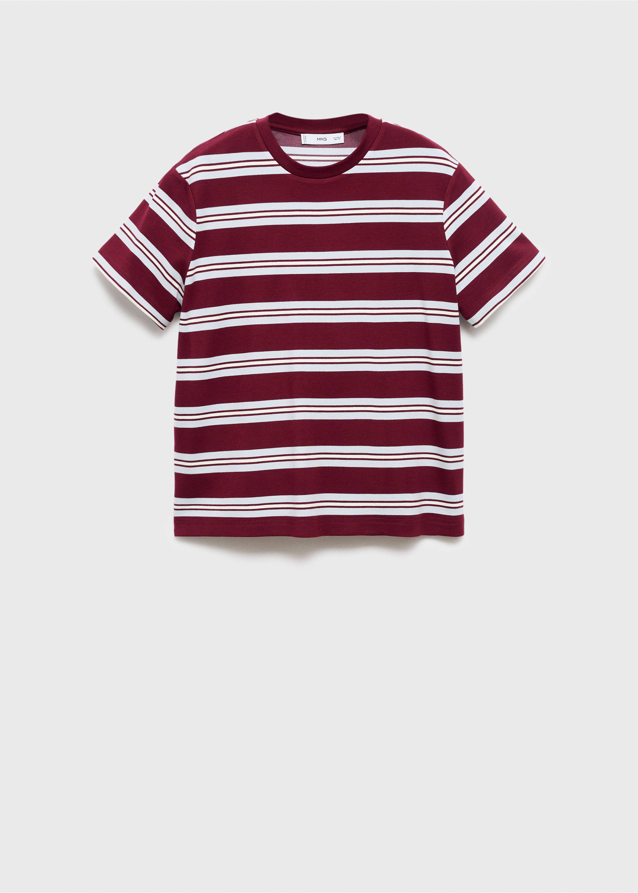 Striped short-sleeved t-shirt - Article without model, Maroon. Ref: 17035803-00.