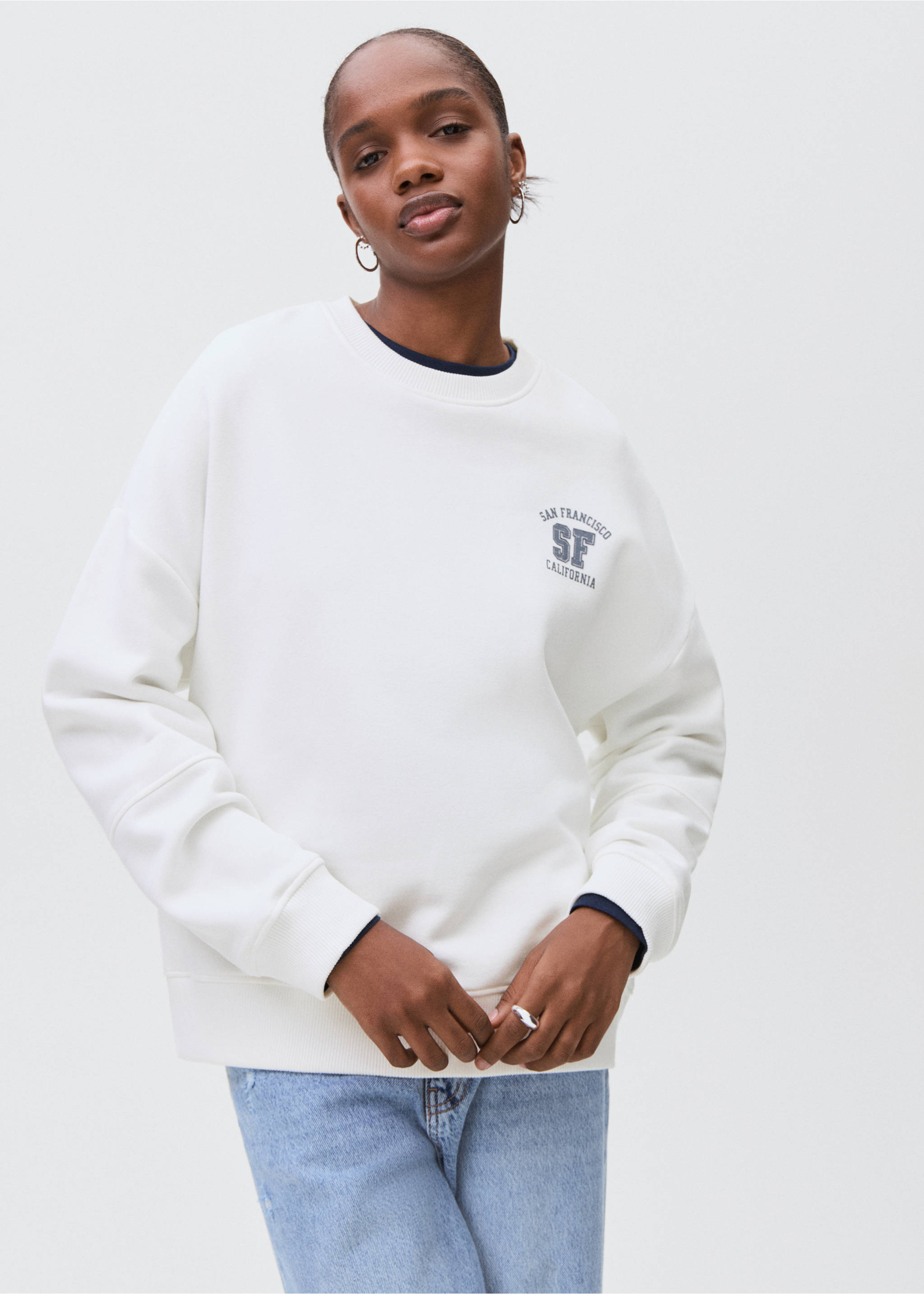 Printed cotton sweatshirt - Medium plane, Off White. Ref: 17035804-00.