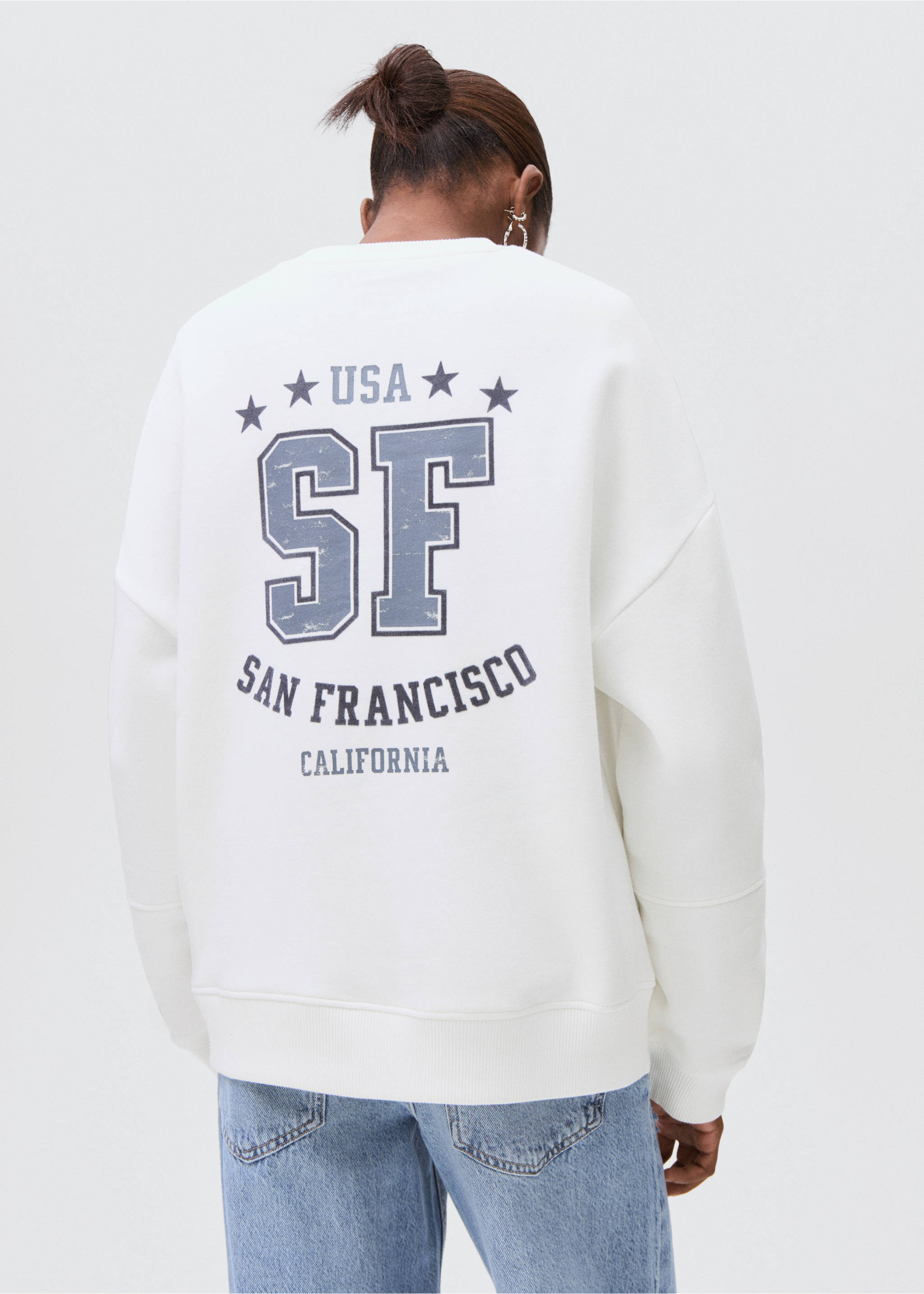 Printed cotton sweatshirt - Reverse of the article, Off White. Ref: 17035804-00.