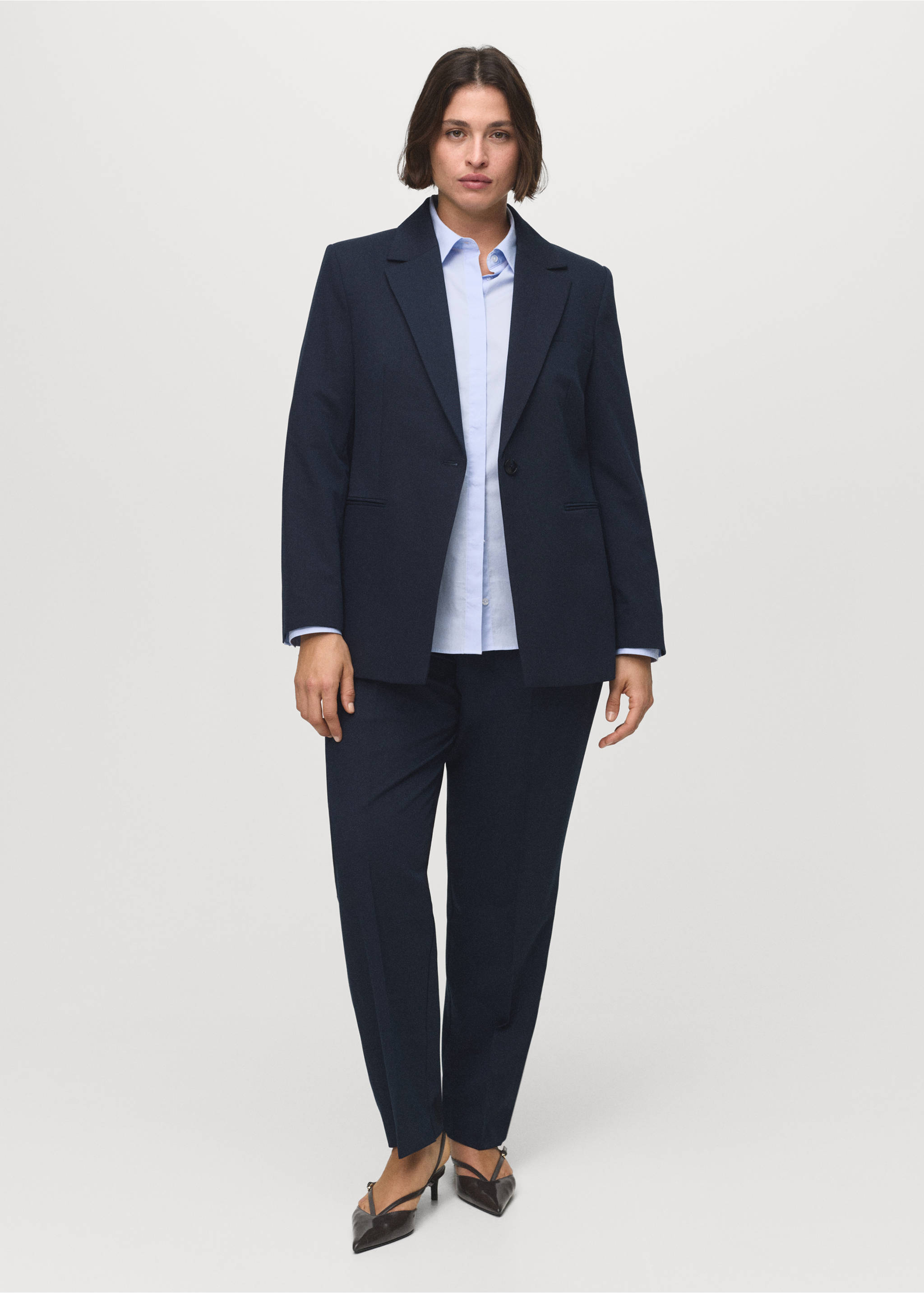 Straight suit trousers - Details of the article 3, Navy. Ref: 17035806-00.
