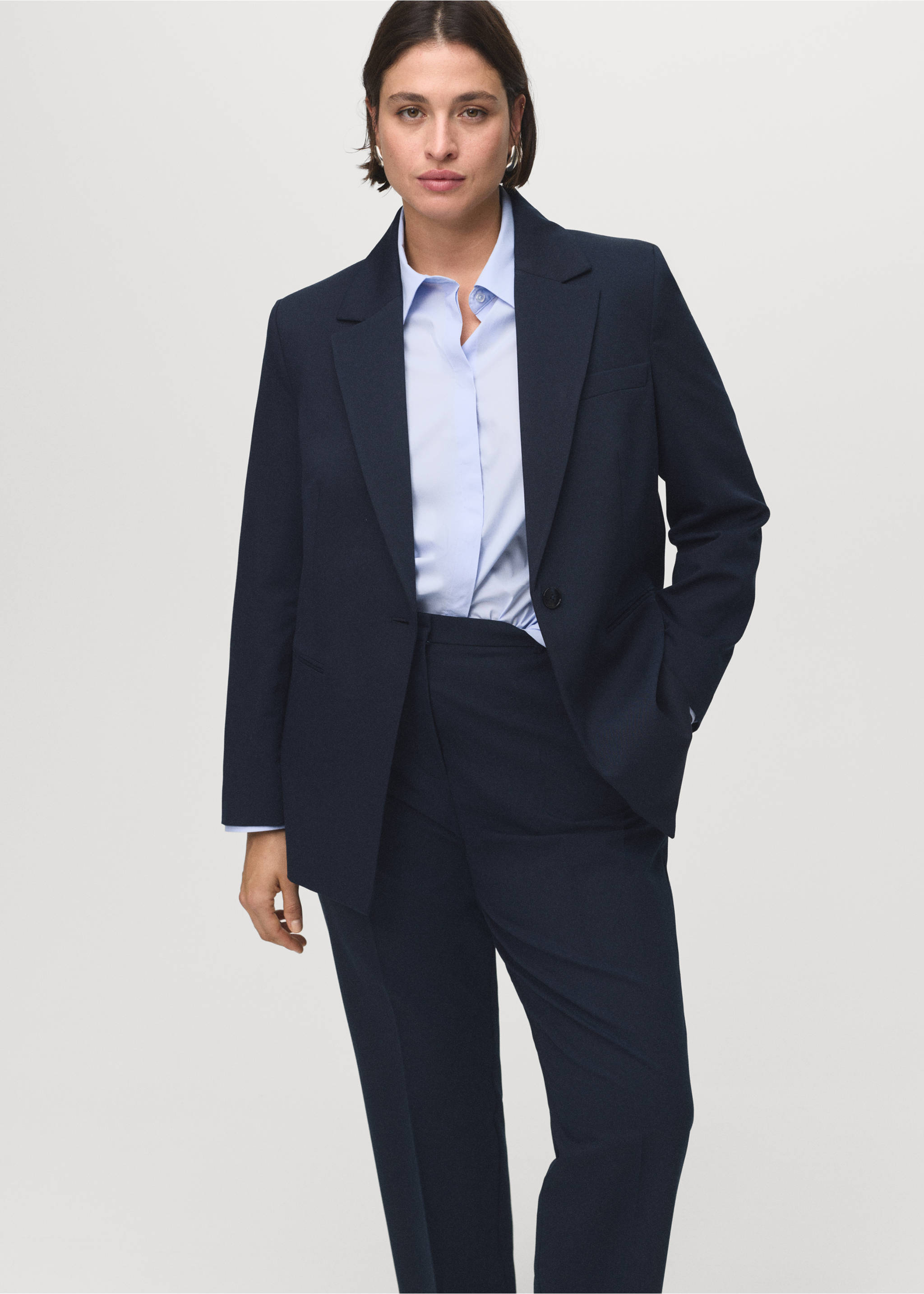 Straight suit trousers - Details of the article 5, Navy. Ref: 17035806-00.