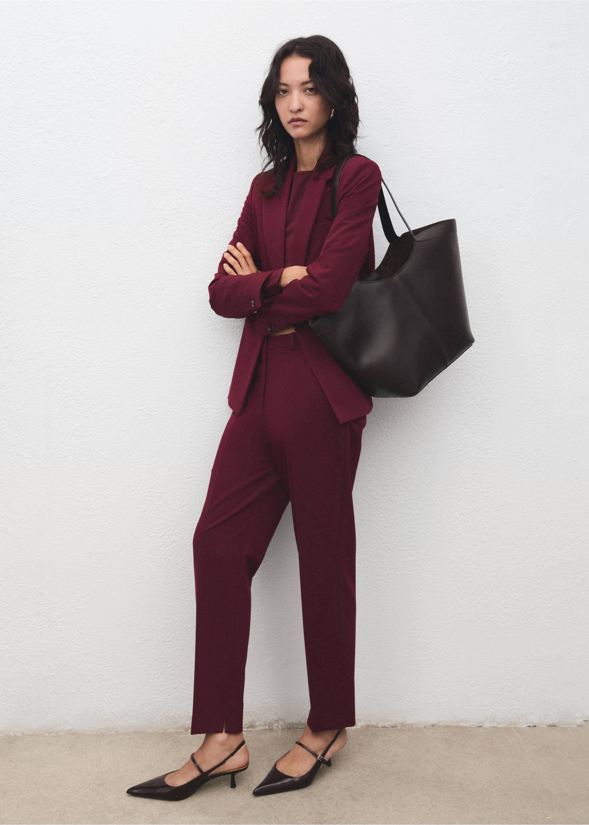 Straight suit trousers - General plane, Wine. Ref: 17035806-00.