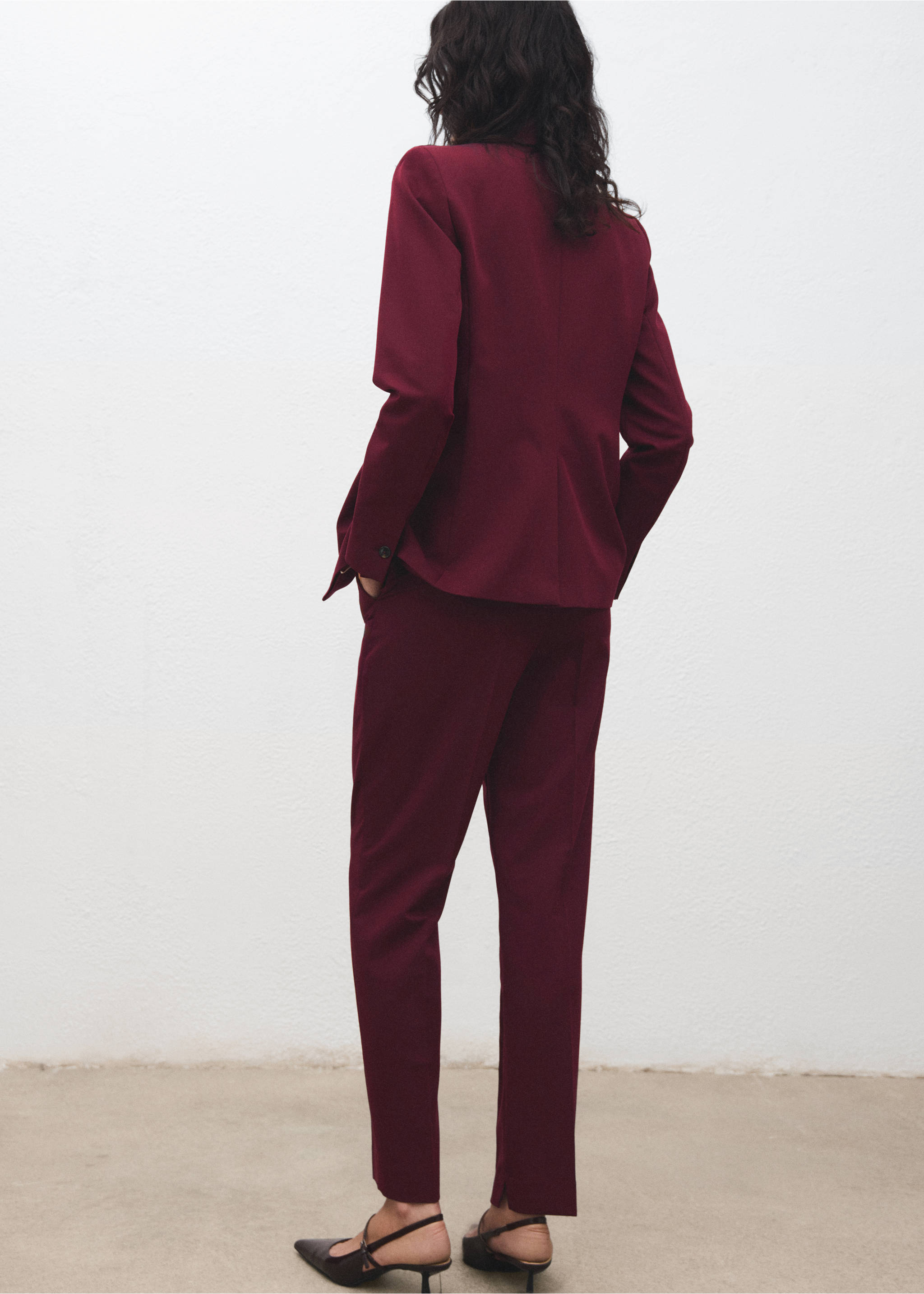 Straight suit trousers - Reverse of the article, Wine. Ref: 17035806-00.