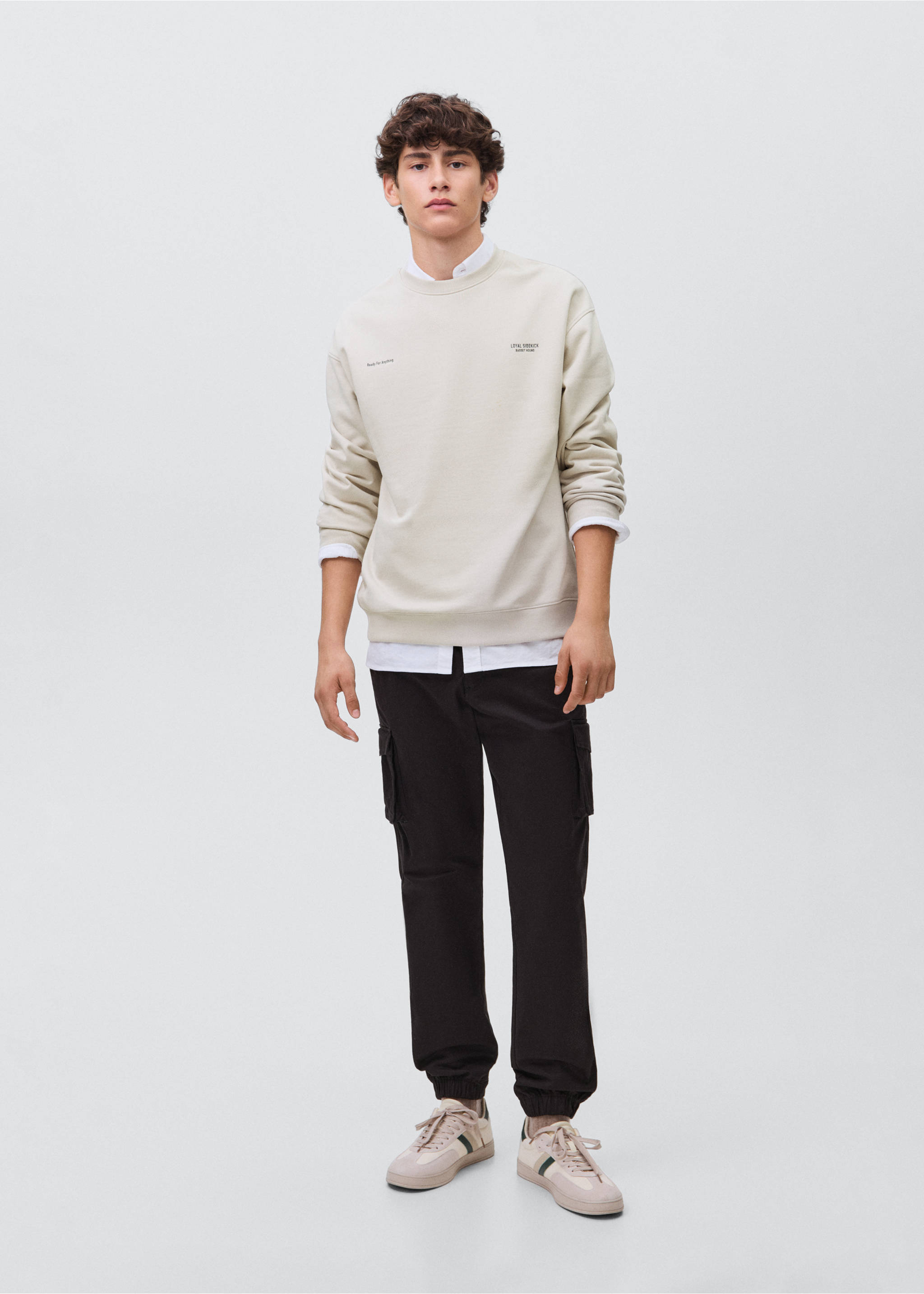 Gemustertes Baumwoll-Sweatshirt - Allgemeine Ansicht, Hellgrau/Pastellgrau. Ref: 17035811-00.