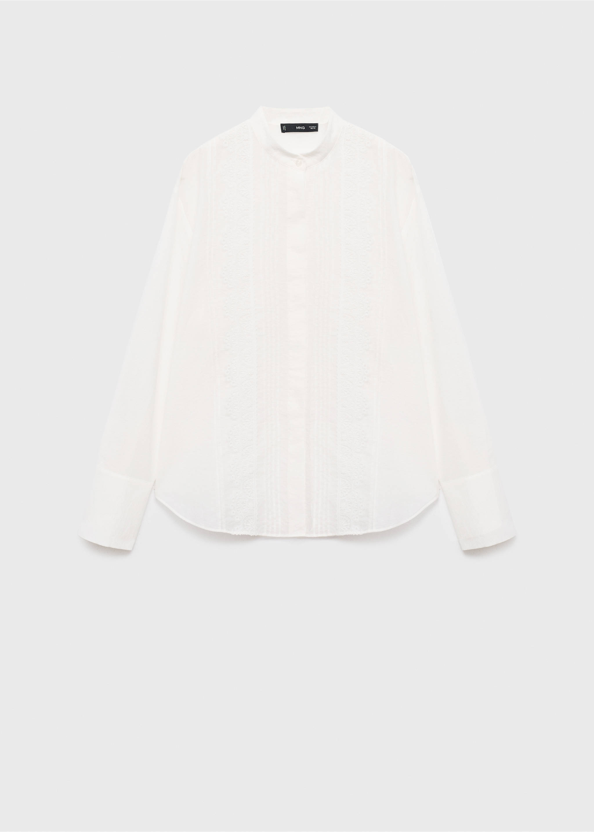 Blouse with lace trim details - Article without model, Ecru. Ref: 17035815-00.
