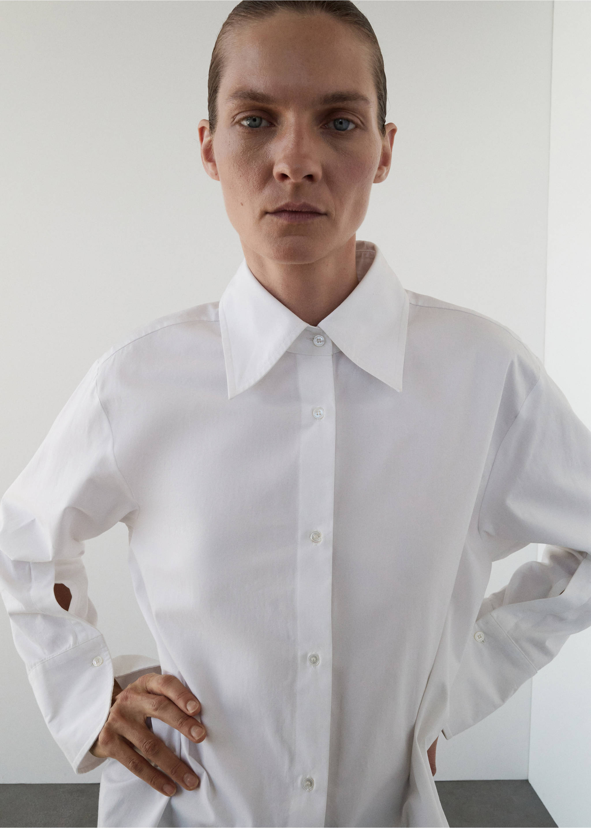 Camisa oversize esquena creuada - Pla mig, Blanc. Ref: 17035828-00.