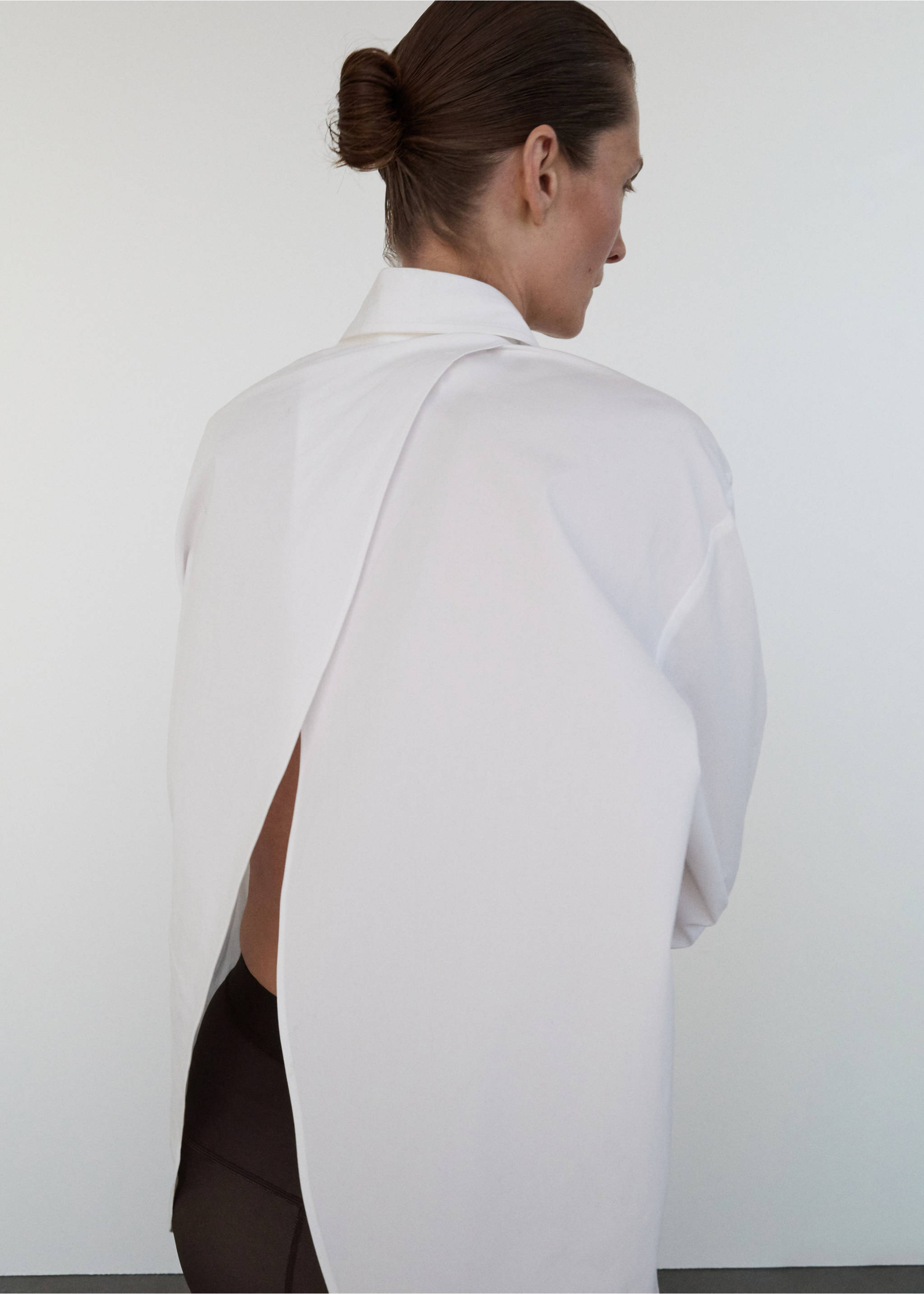 Camisa oversize esquena creuada - Revers de l'article, Blanc. Ref: 17035828-00.