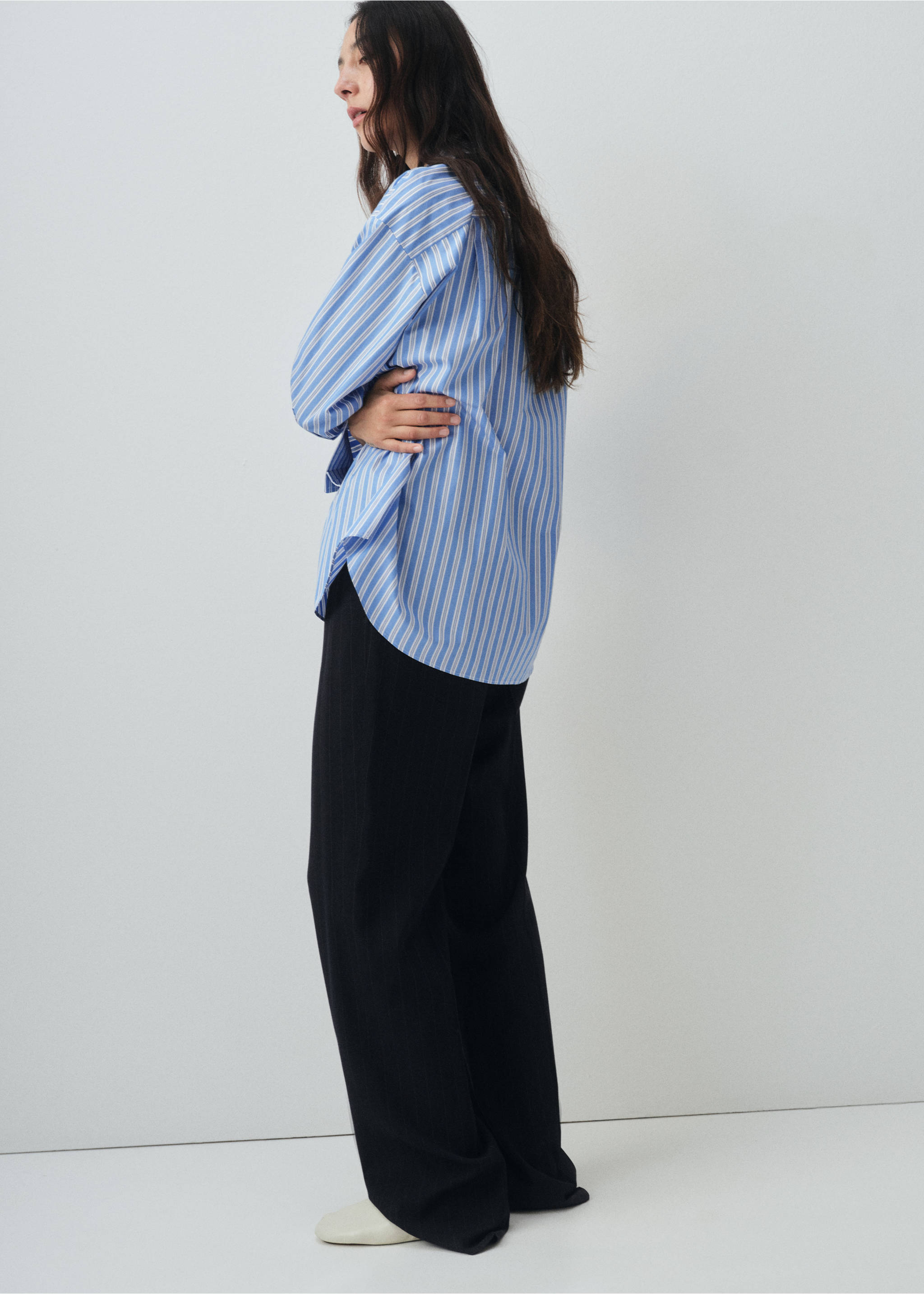 Oversize poplin shirt - Reverse of the article, Sky Blue. Ref: 17035829-00.