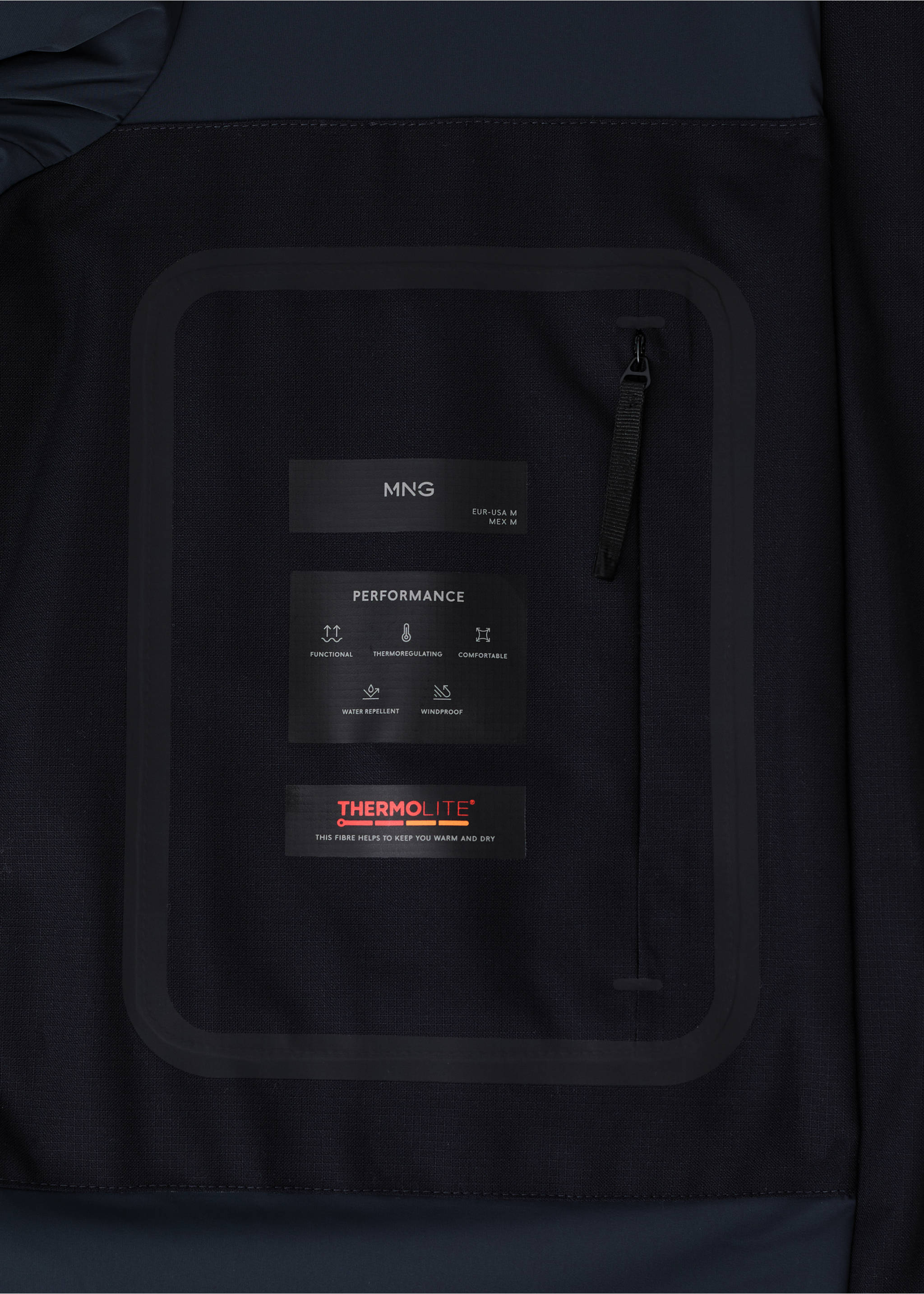 Packable water-repellent padded Thermolite® parka - Details of the article 8, Navy. Ref: 17035968-00.