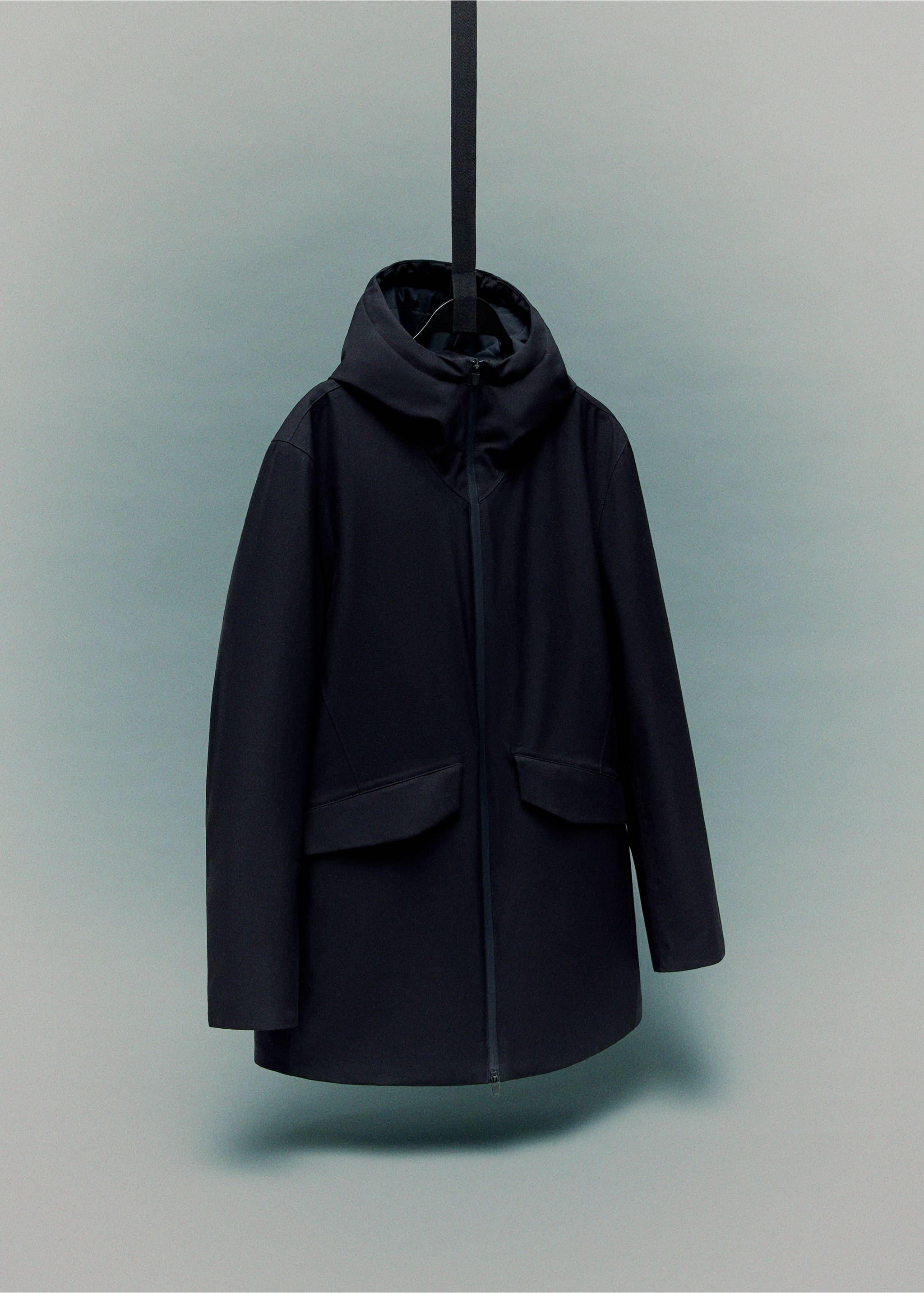 Packable water-repellent padded Thermolite® parka - Details of the article 9, Navy. Ref: 17035968-00.