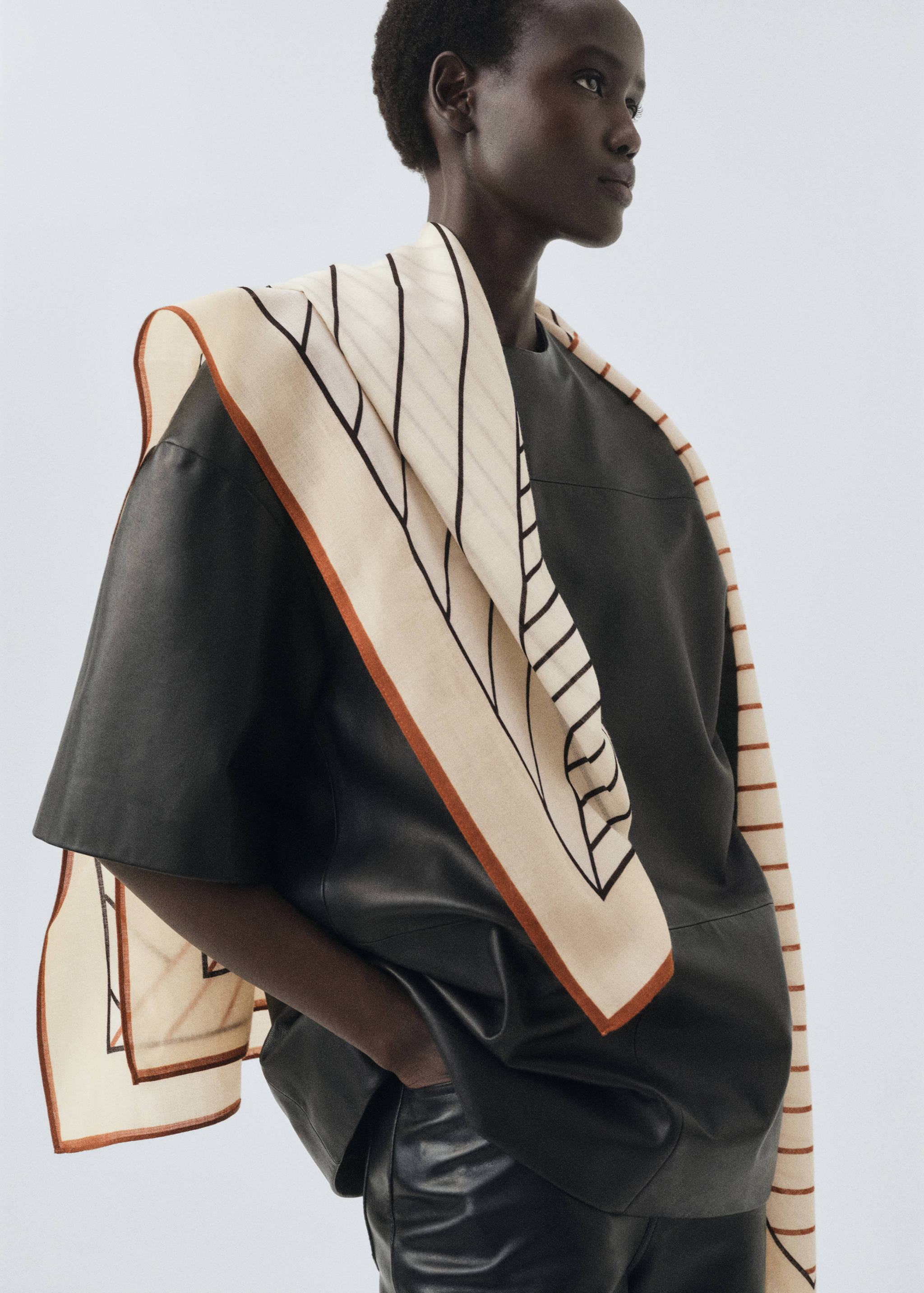 100% wool geometric-print foulard - General plane