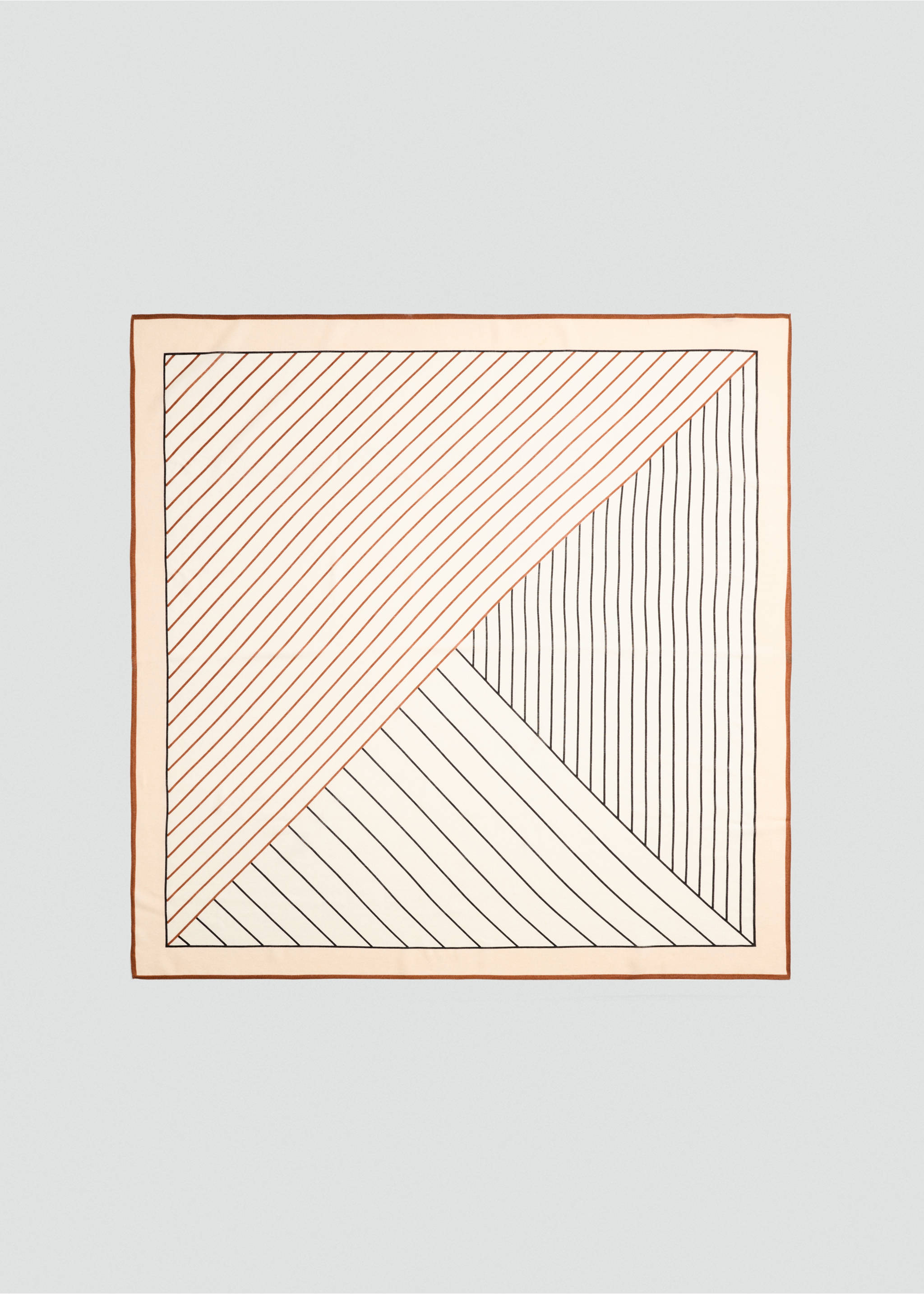 100% wool geometric-print foulard - Details of the article 1, Brown. Ref: 17035972-00.