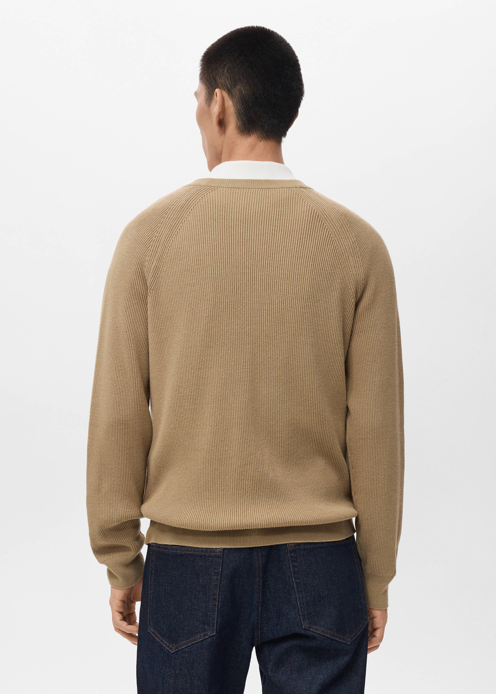 Ribbed knitted cardigan with buttons - Reverse of the article