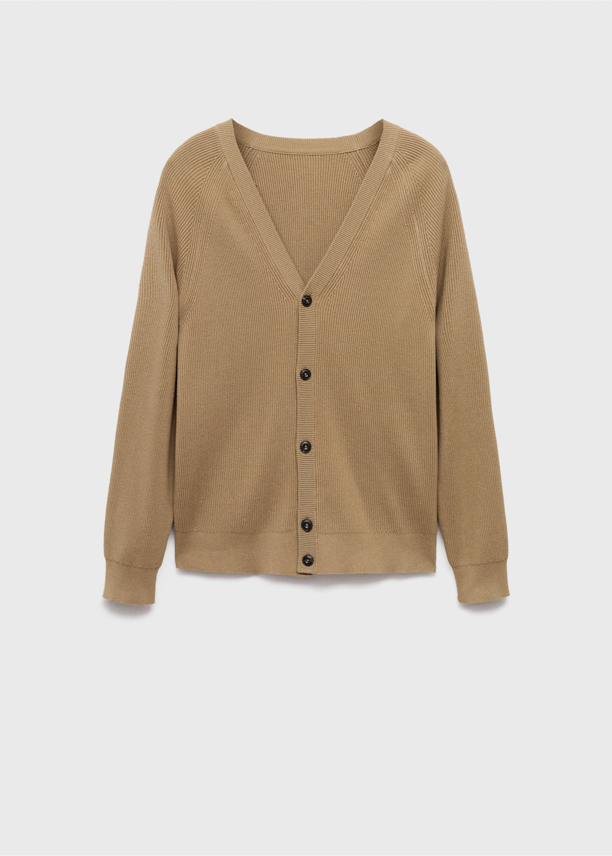 Ribbed knitted cardigan with buttons - Article without model, Beige. Ref: 17035974-00.