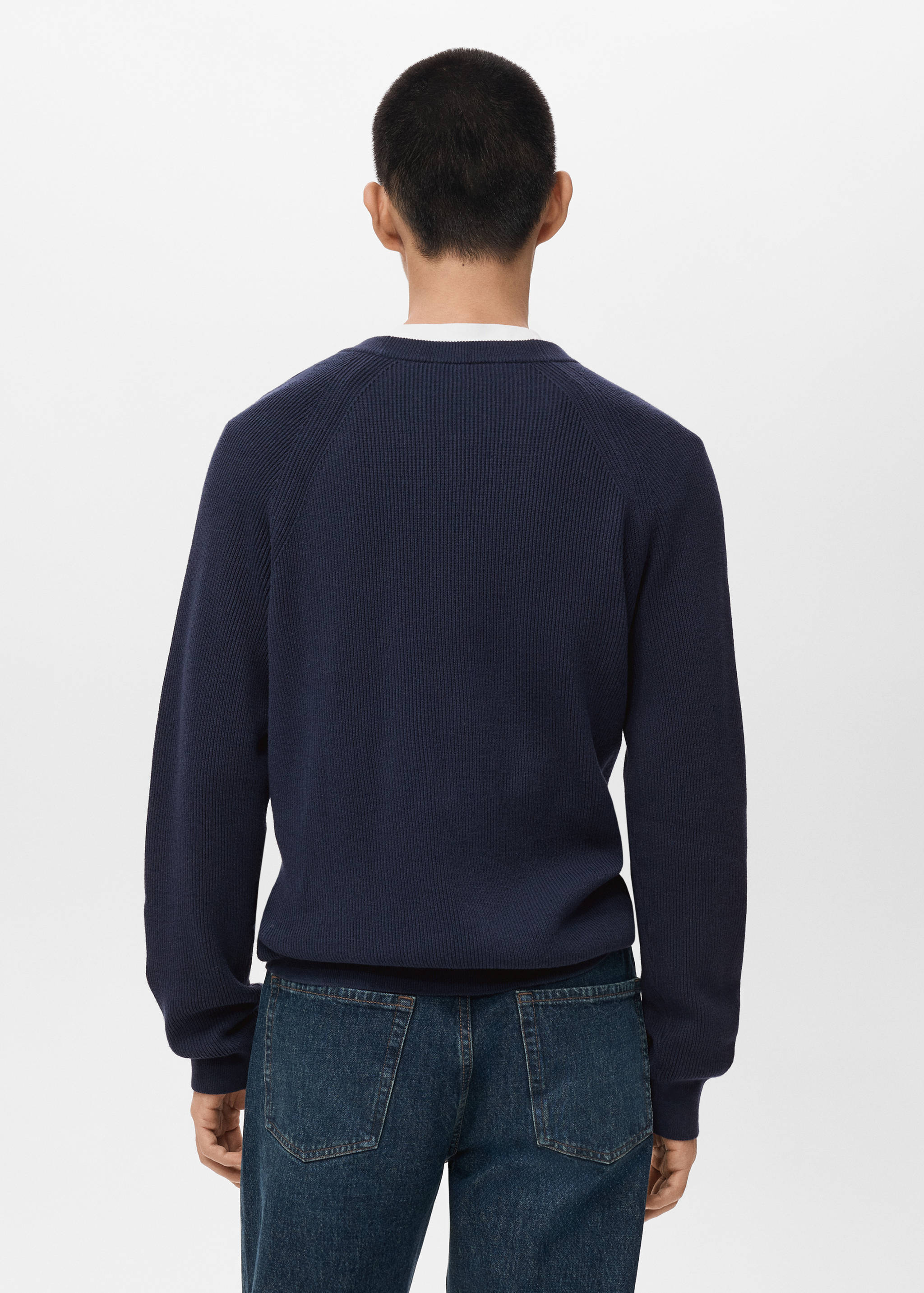 Ribbed knitted cardigan with buttons - Reverse of the article