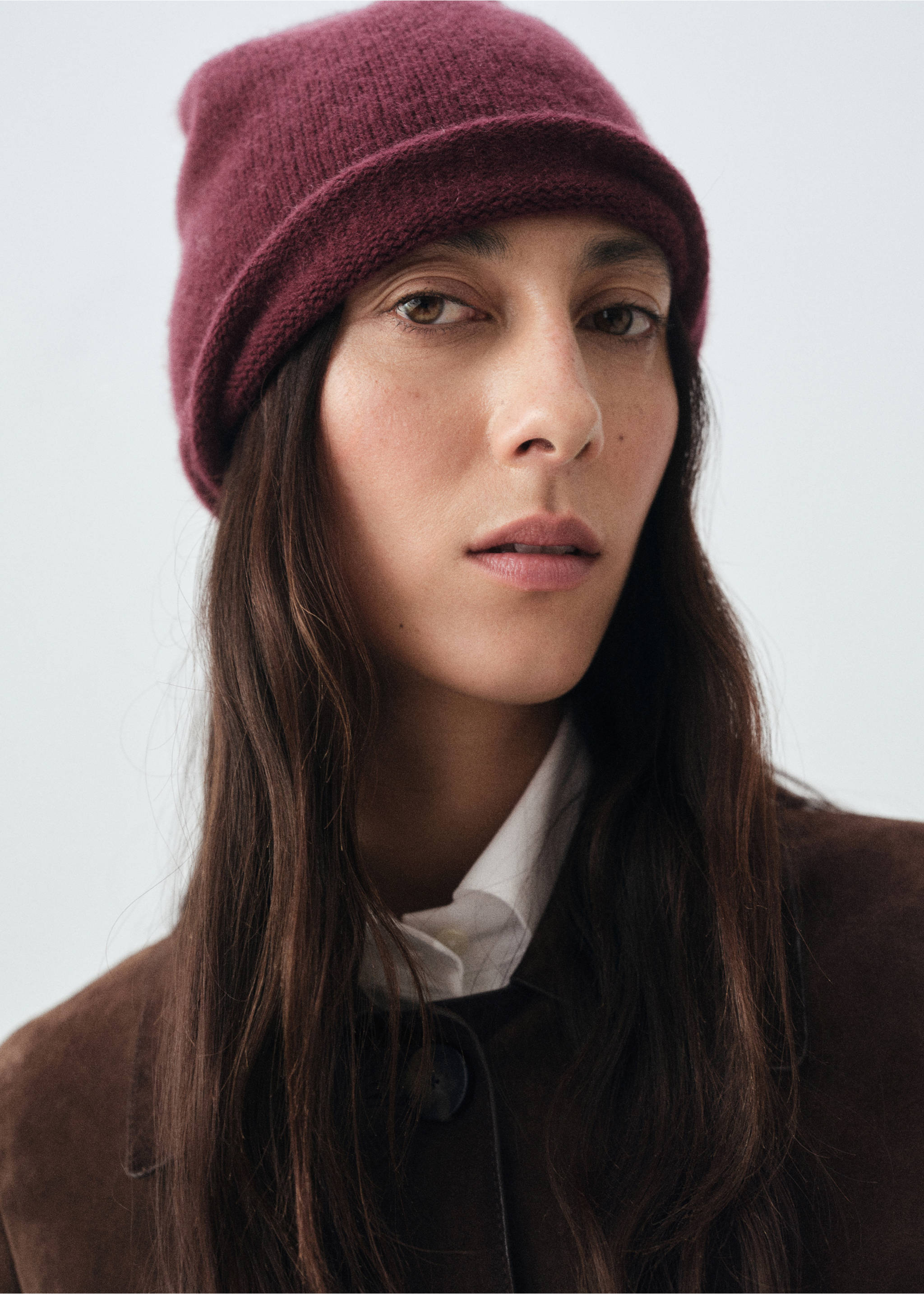 100% cashmere beanie - General plane, Burgundy. Ref: 17035976-00.