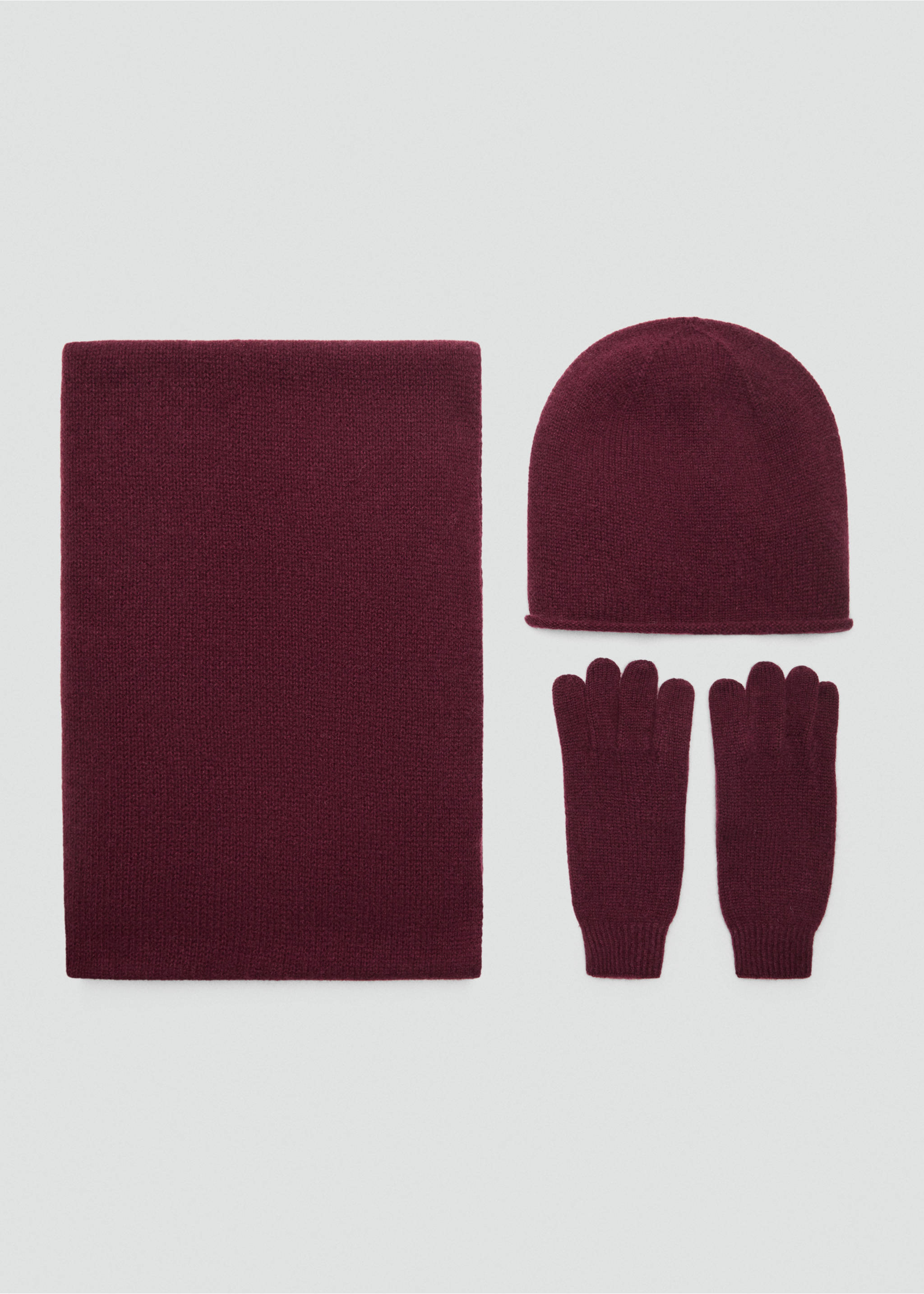 100% cashmere beanie - Details of the article 2, Burgundy. Ref: 17035976-00.