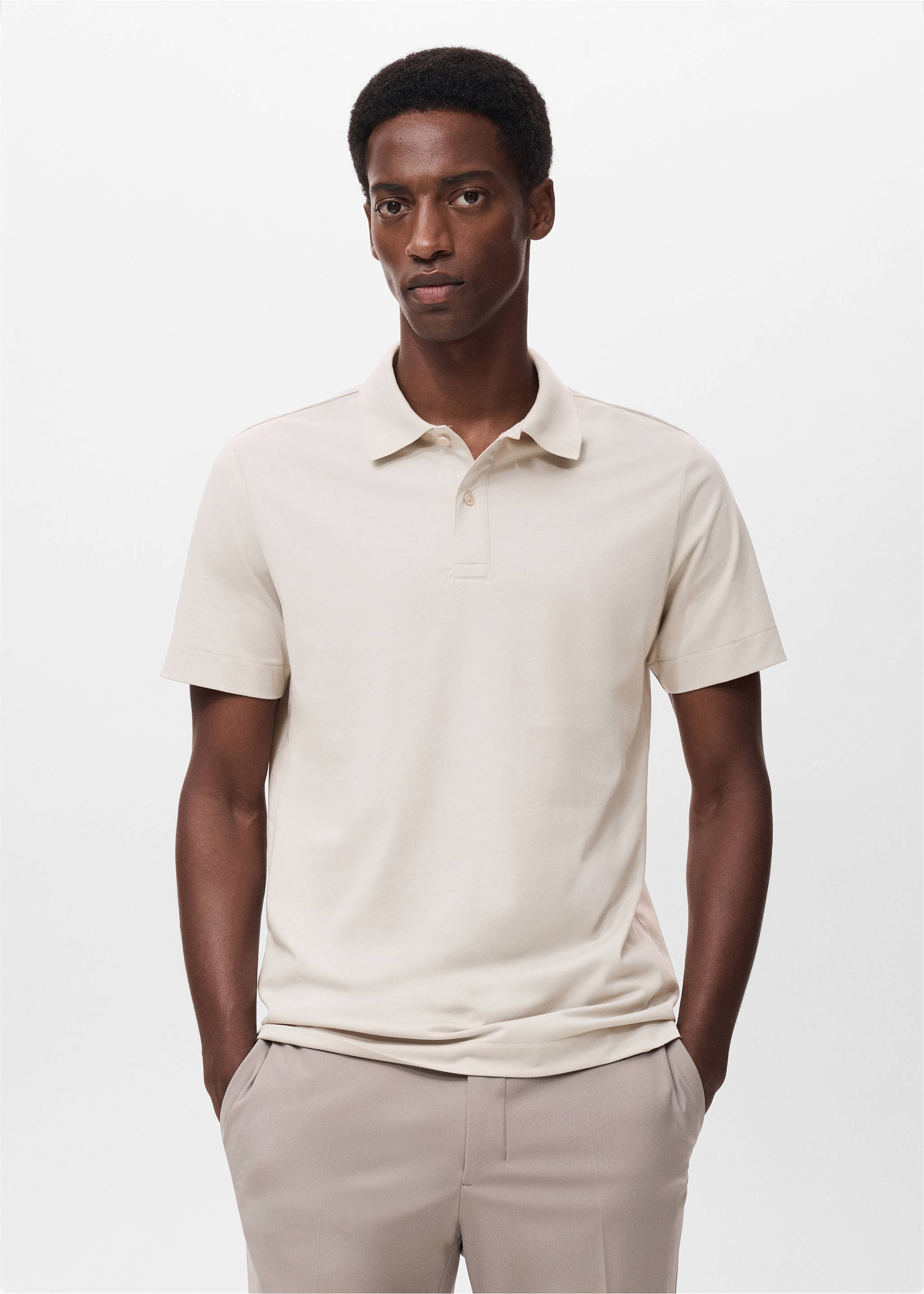 Polo slim-fit Thermolite® - Plan moyen, Gris glacé. Ref: 17035977-00.