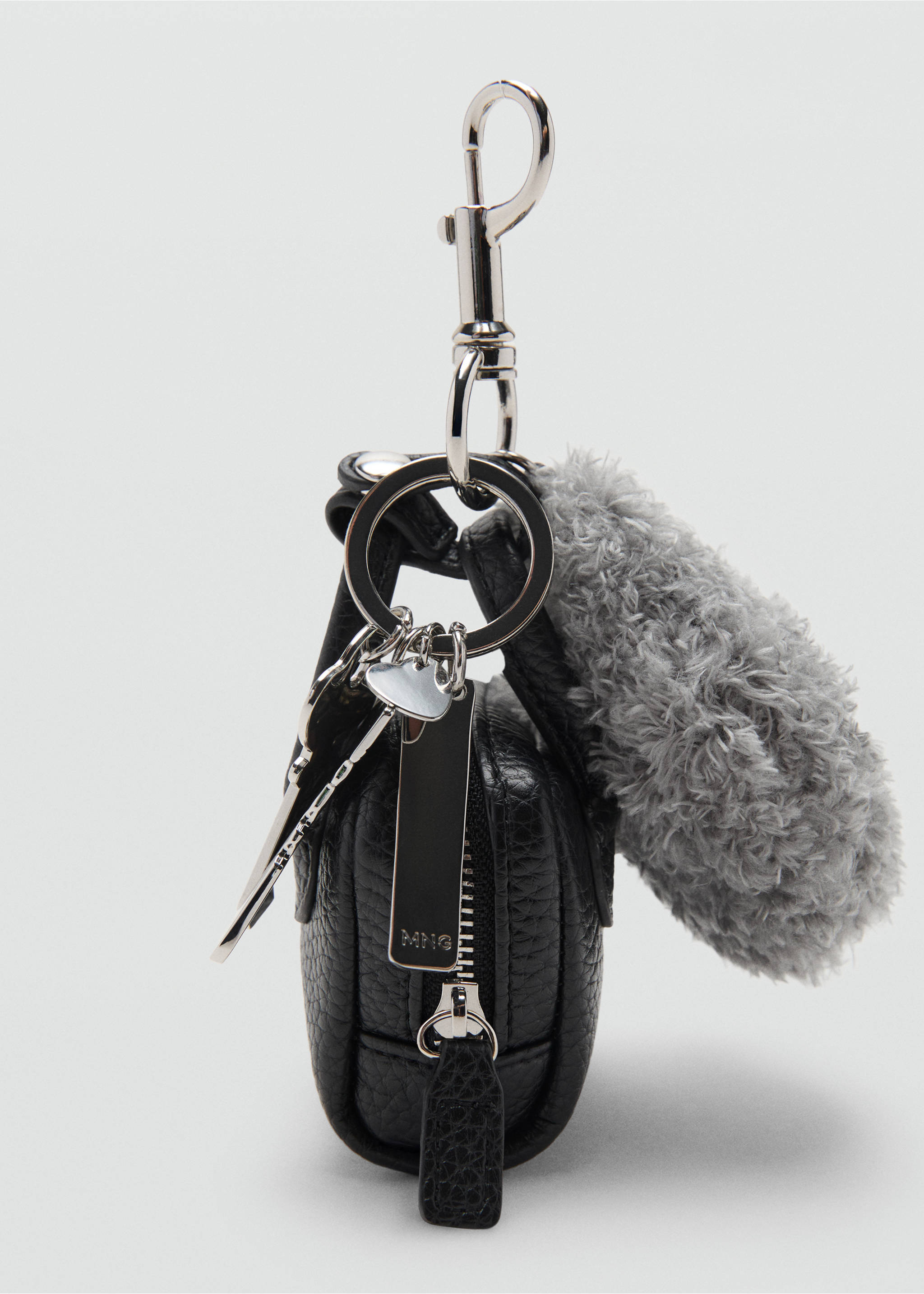 Multi-charm bear handbag keyring - Medium plane, Grey. Ref: 17035998-00.
