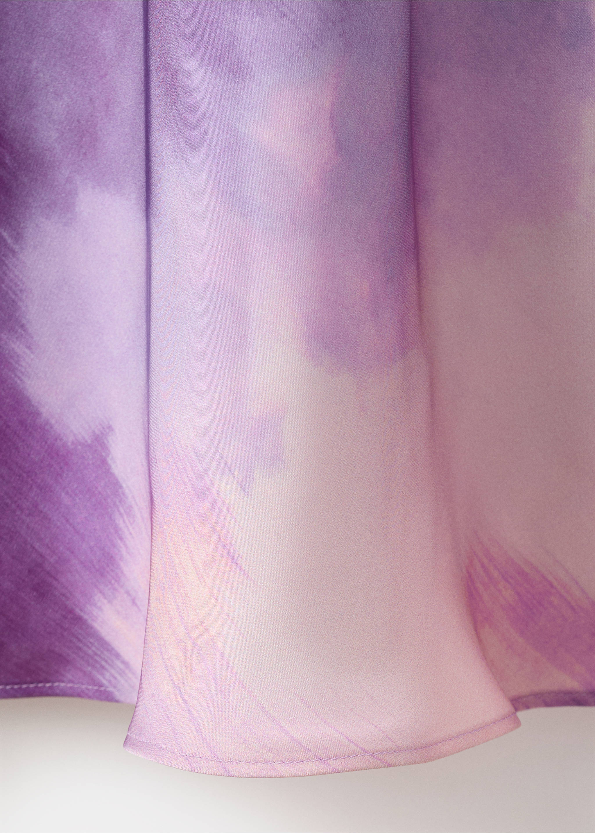Satin tie-dye dress with draped neckline - Details of the article 0, Light/Pastel Purple. Ref: 17036003-00.
