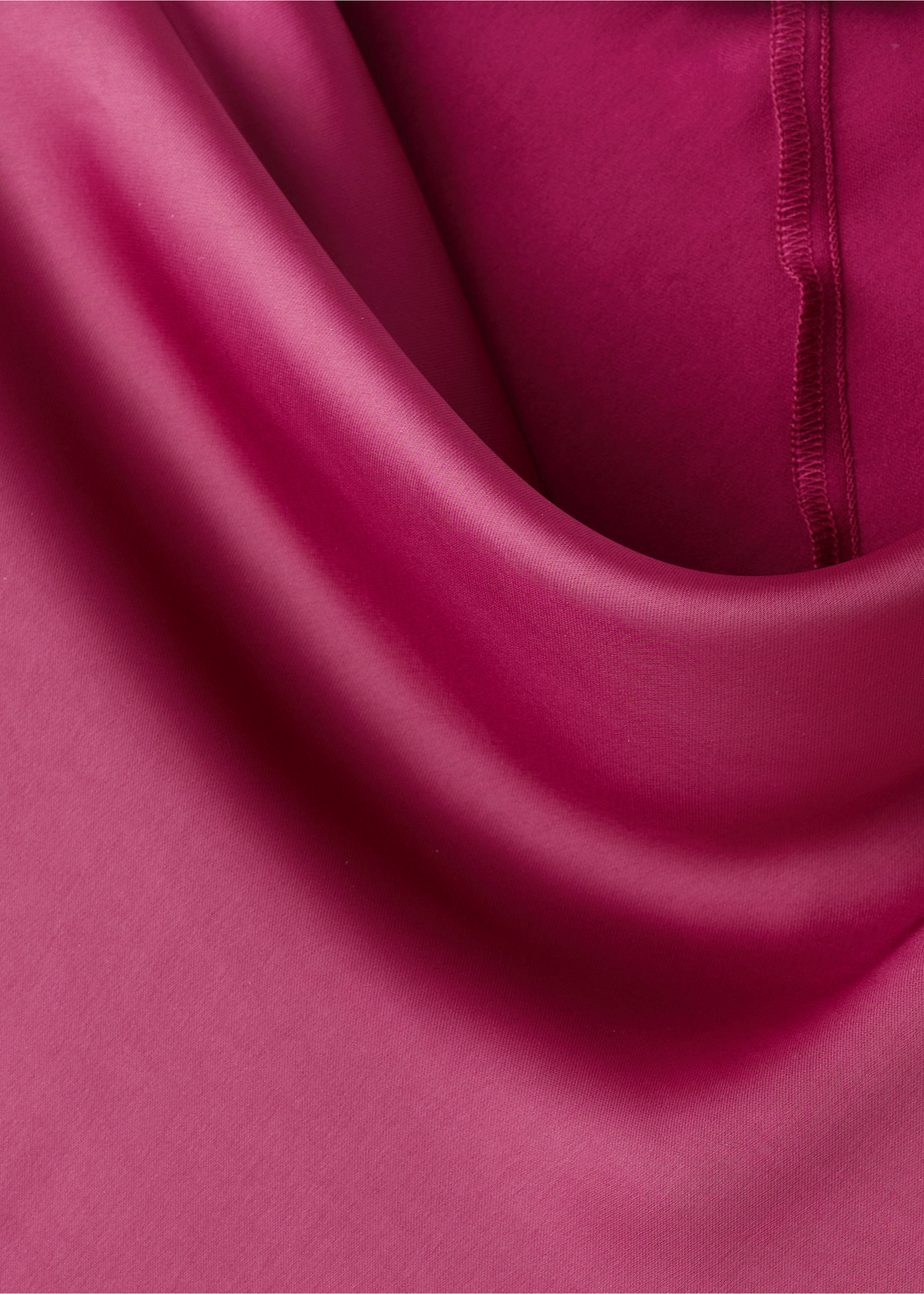Flared-sleeve satin dress - Details of the article 8, Fuchsia. Ref: 17036004-00.