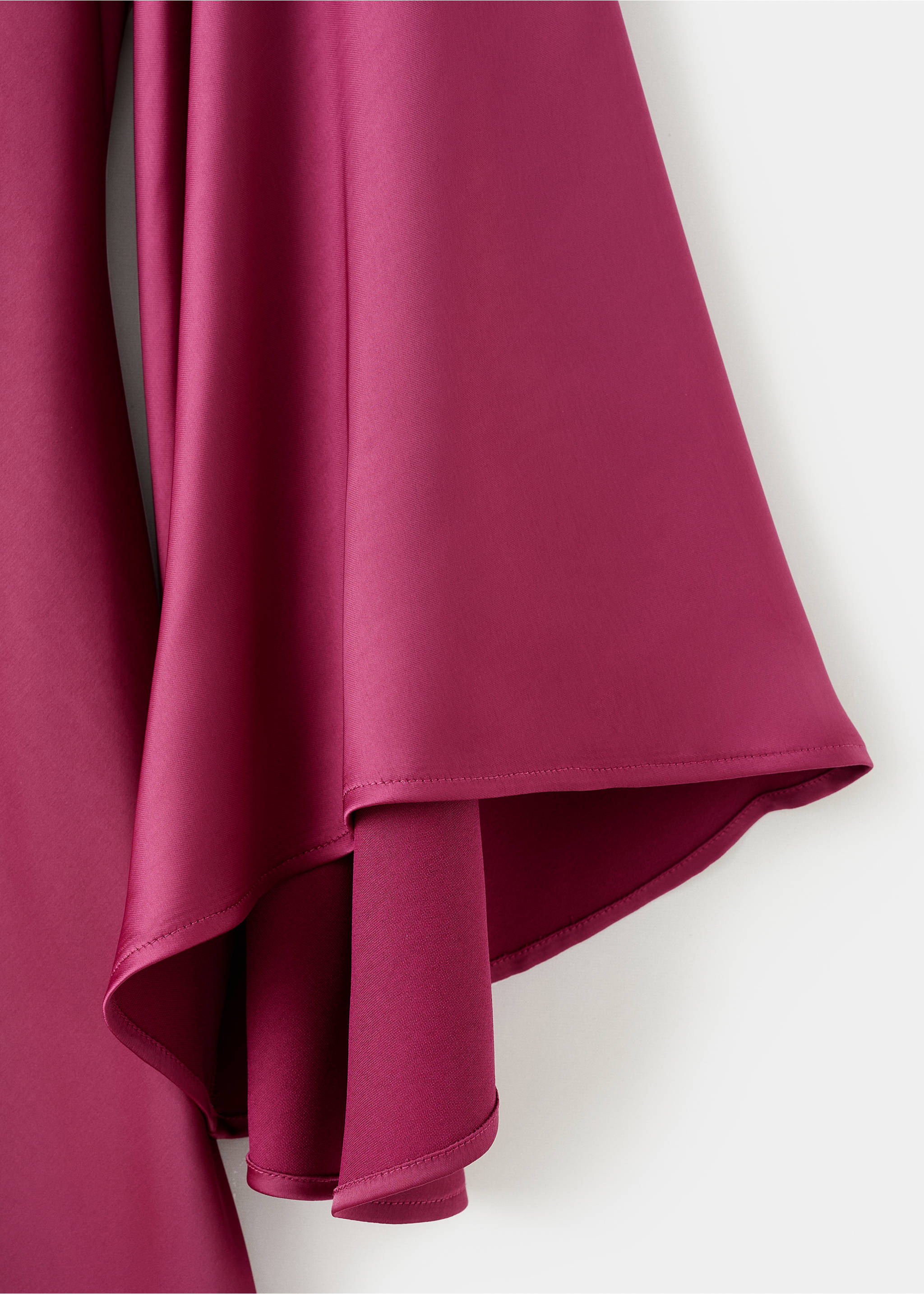Flared-sleeve satin dress - Details of the article 0, Fuchsia. Ref: 17036004-00.