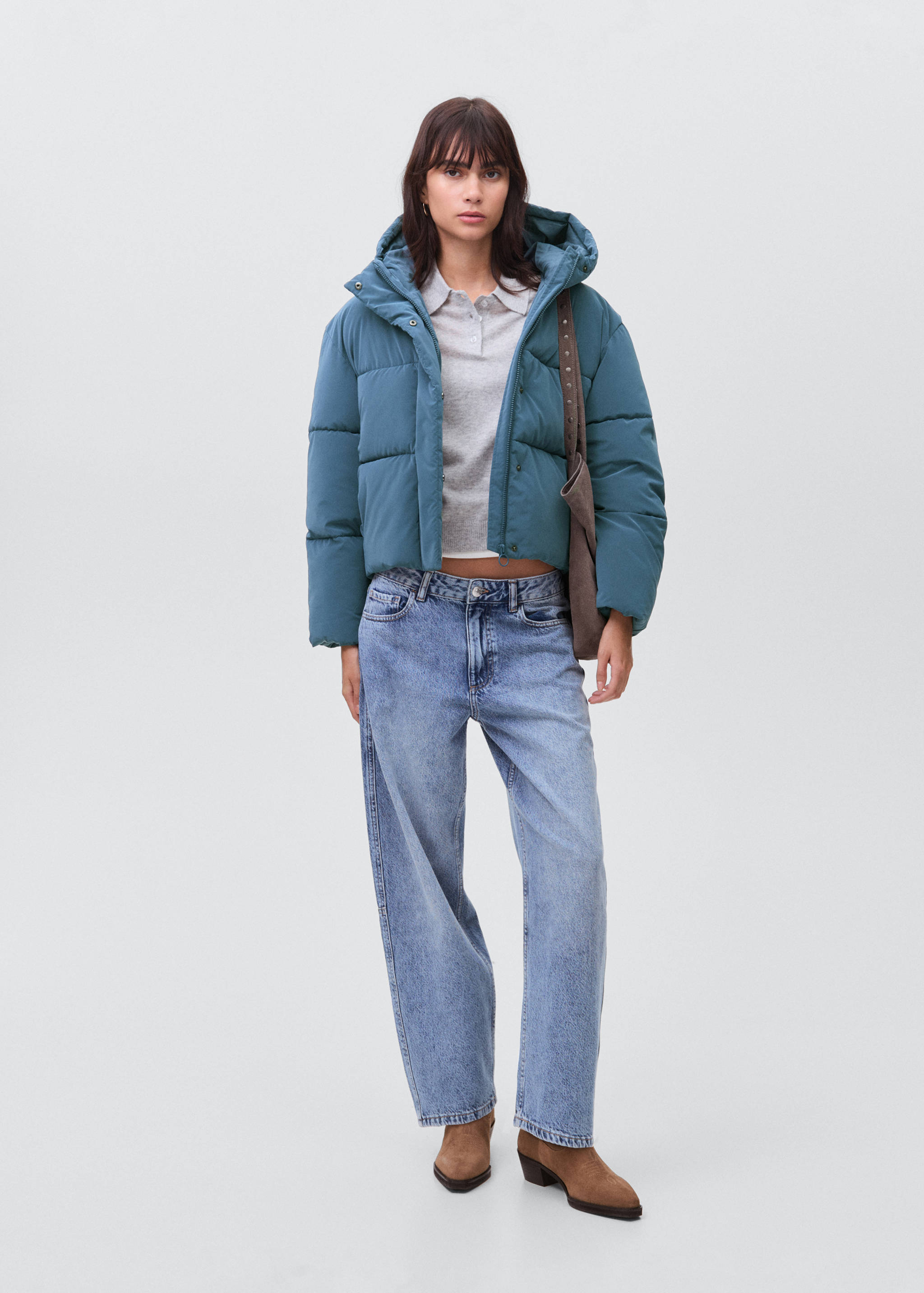Waxed-effect padded anorak - General plane
