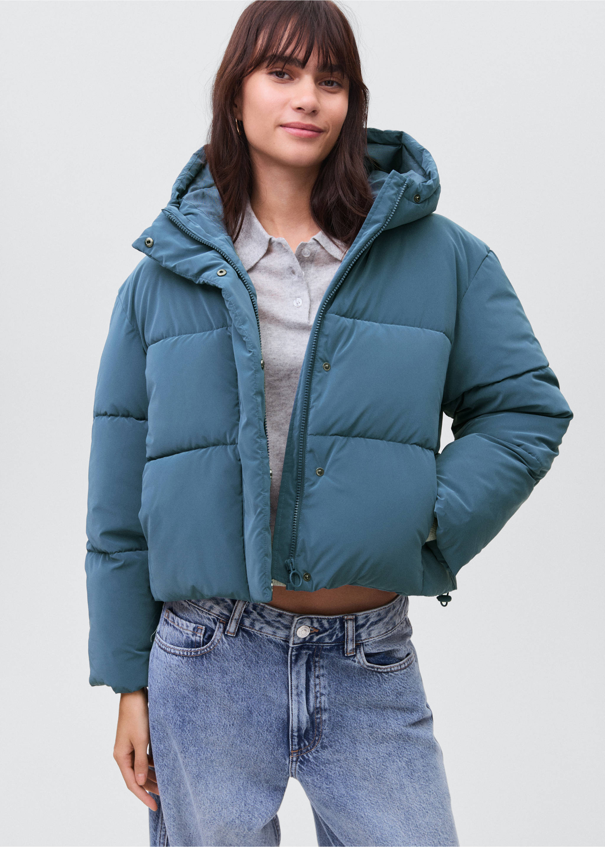 Waxed-effect padded anorak - Medium plane, Blue. Ref: 17036327-00.