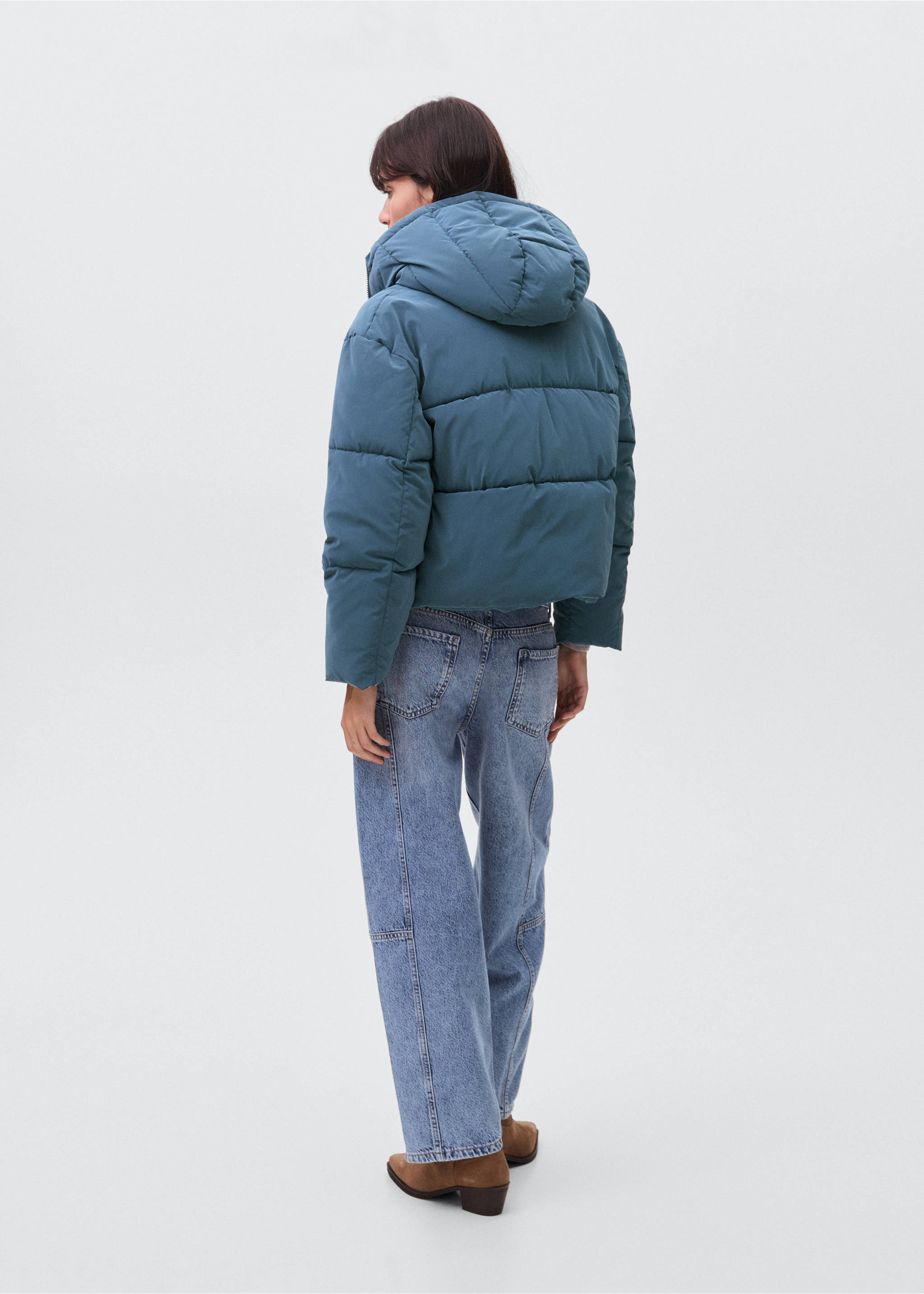 Waxed-effect padded anorak - Reverse of the article, Blue. Ref: 17036327-00.