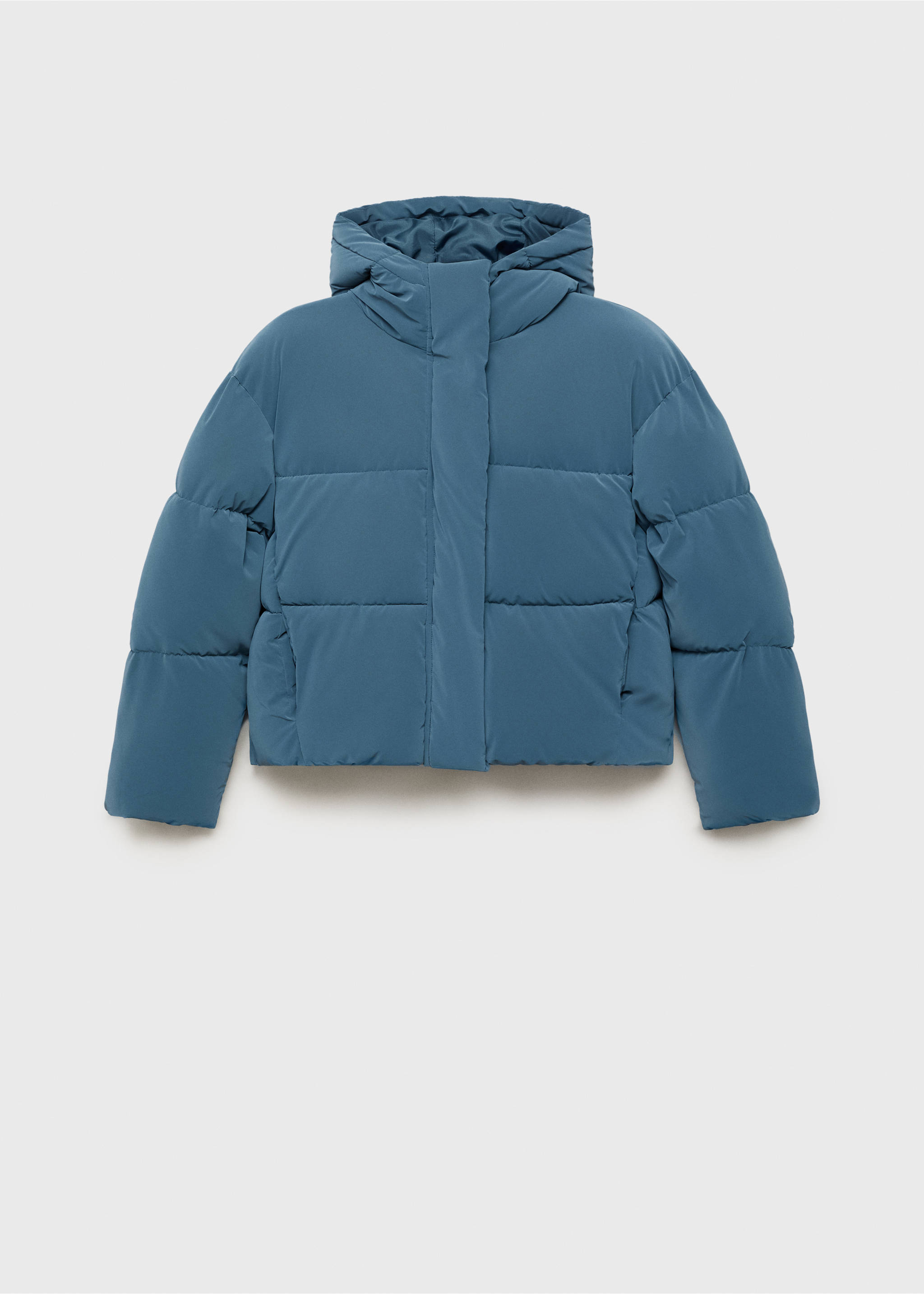 Waxed-effect padded anorak - Article without model, Blue. Ref: 17036327-00.