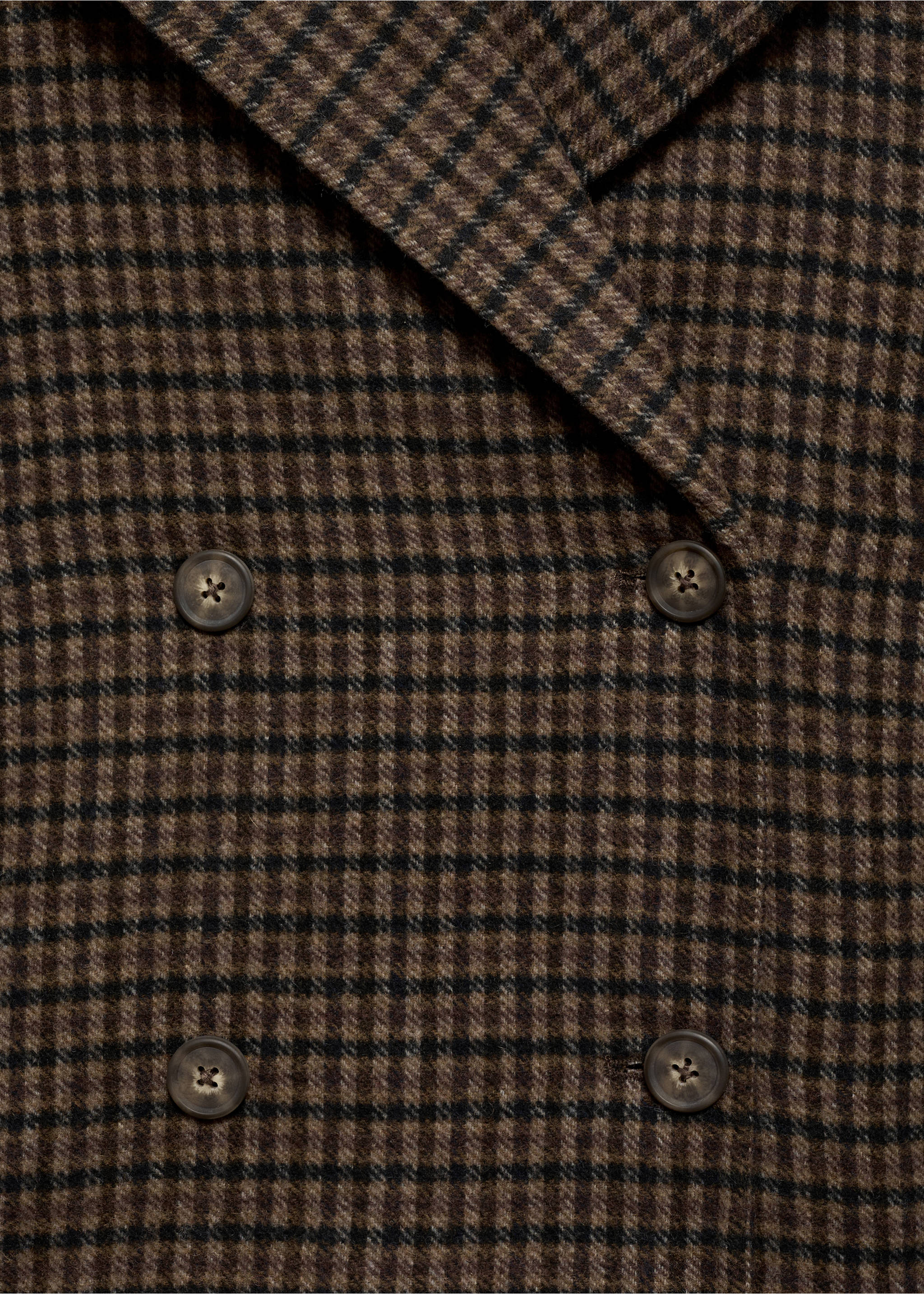Checked wool-blend coat - Details of the article 0, Brown. Ref: 17036328-00.