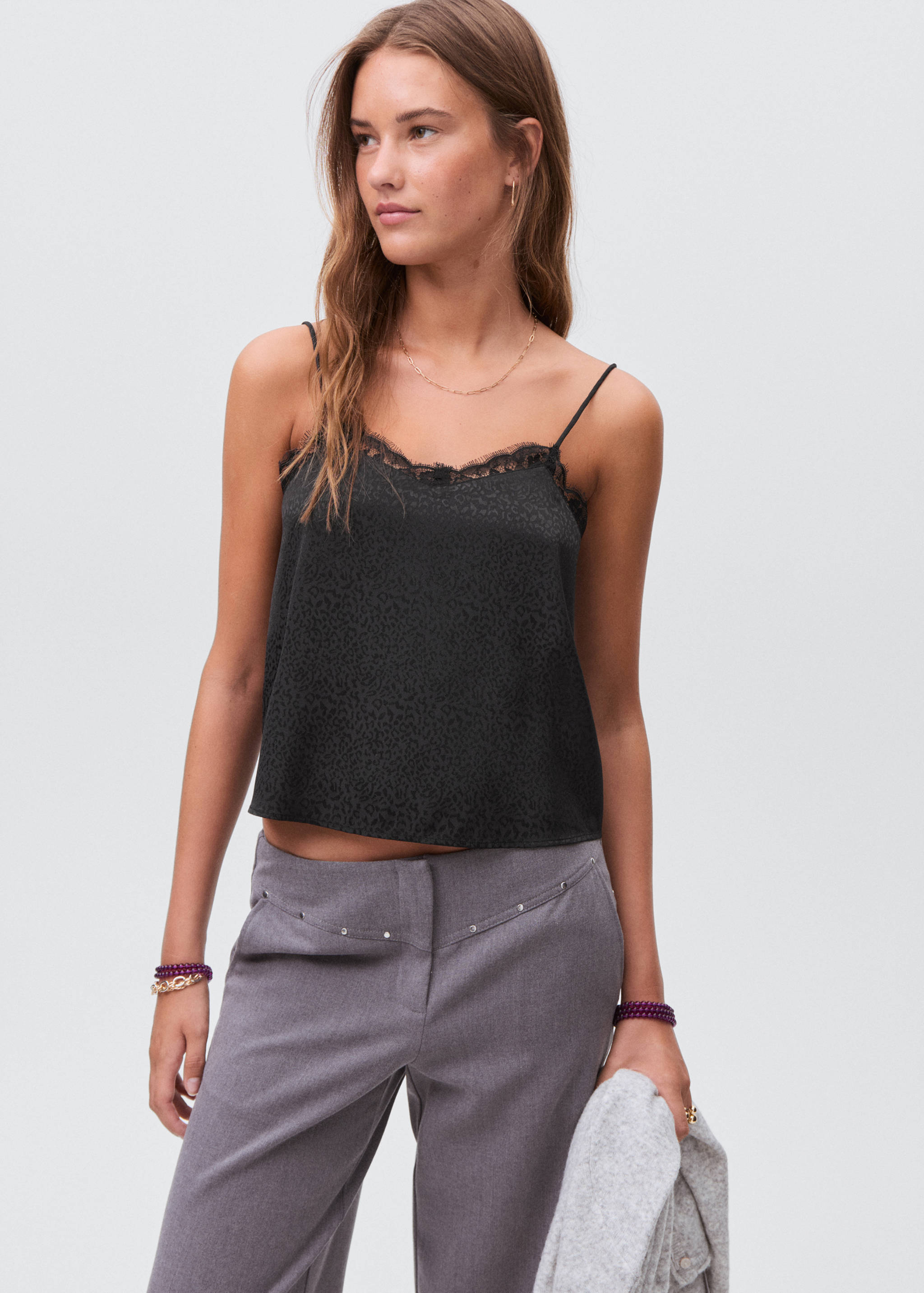 Top lingerie léopard - Plan moyen