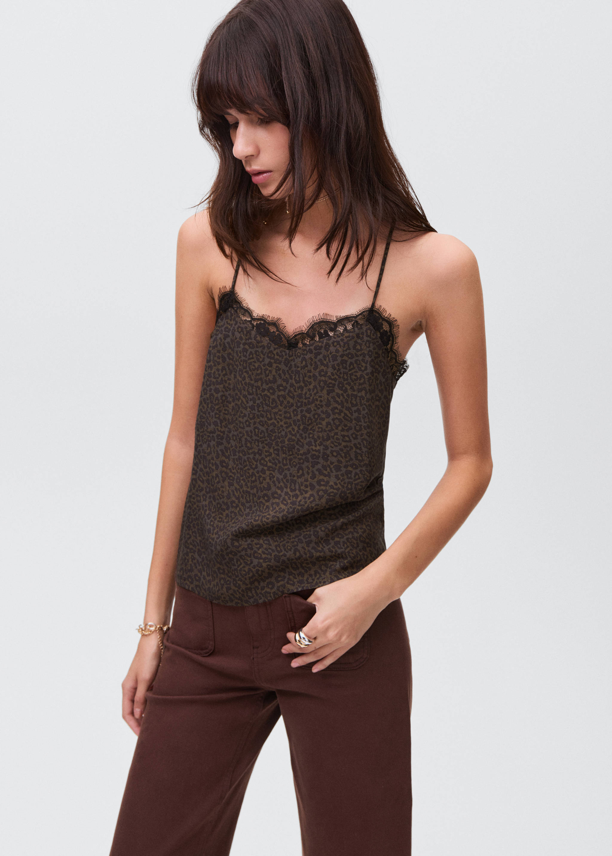 Top lingerie léopard - Plan moyen