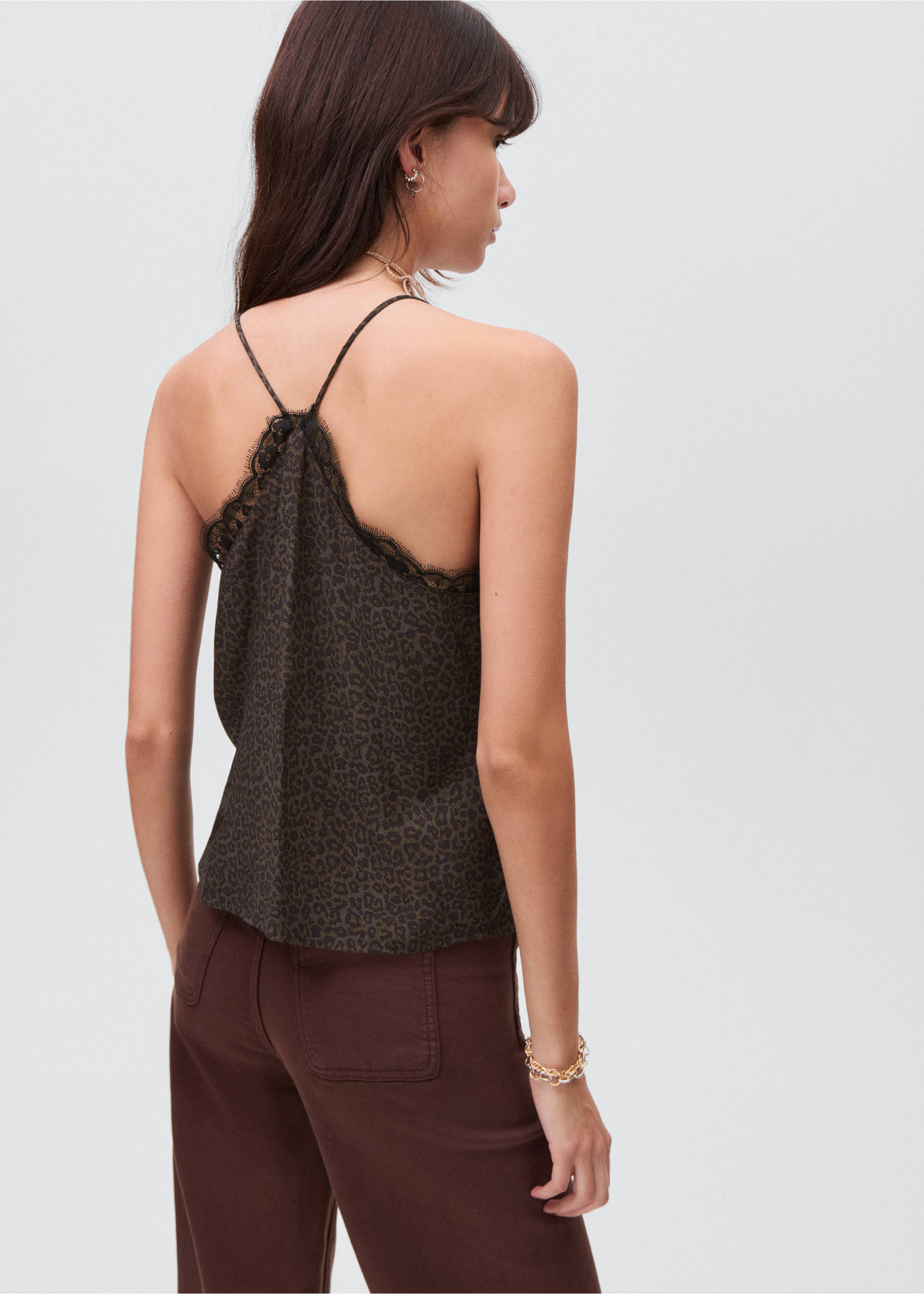 Leopard-print lace top - Reverse of the article, Brown. Ref: 17036333-00.