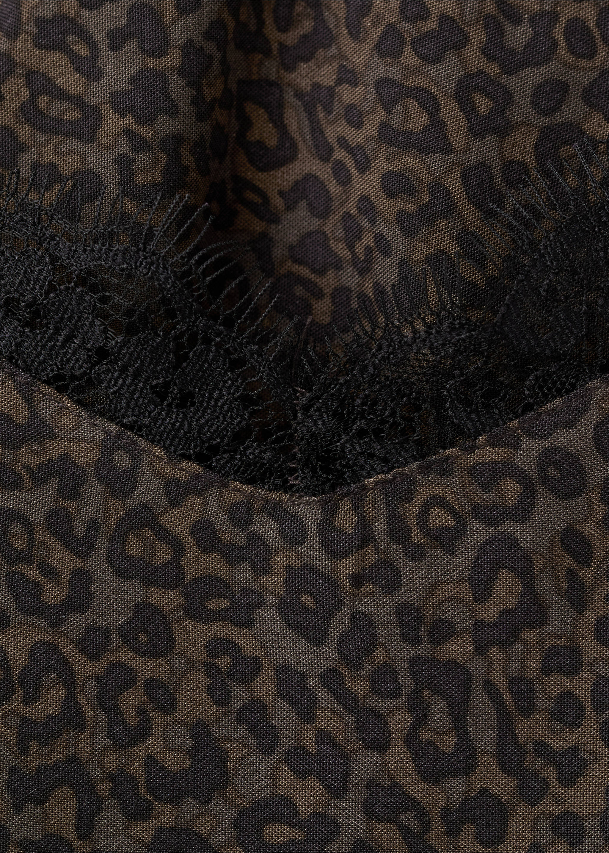 Leopard-print lace top - Details of the article 8, Brown. Ref: 17036333-00.