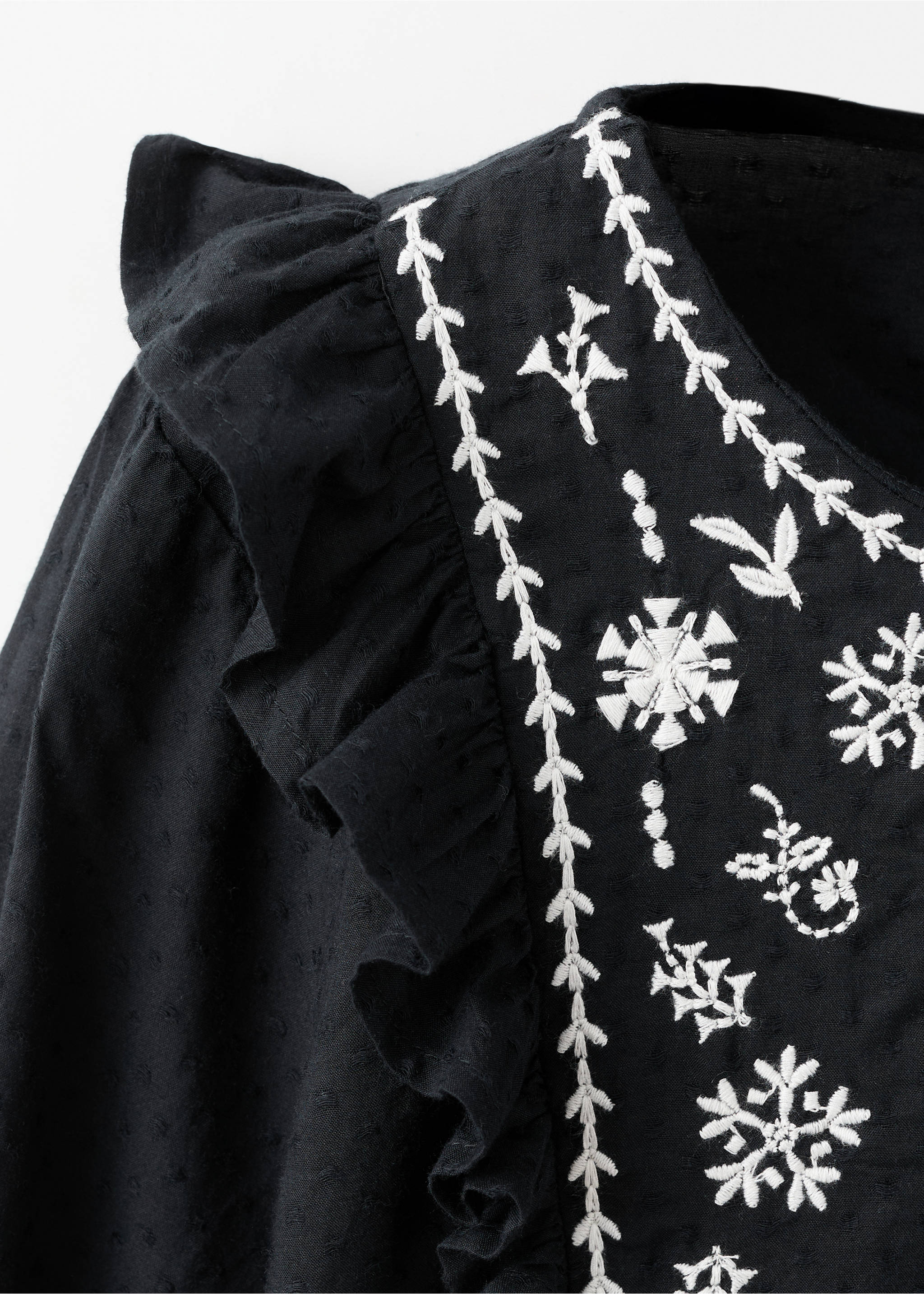 Broderad volangblus - Detaljer om artikeln 0, Svart. Ref: 17036334-00.