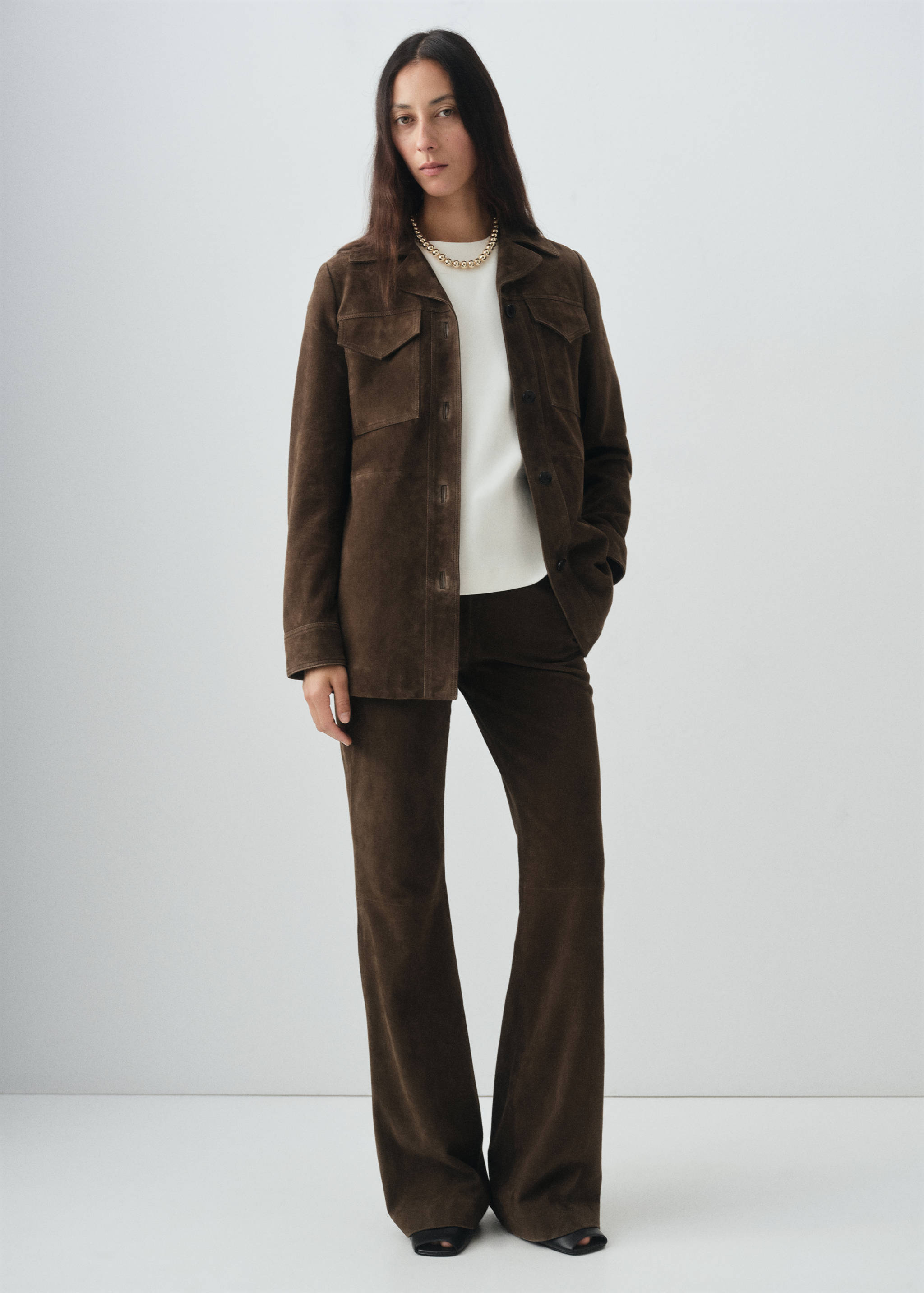 100% suede jacket with pockets - General plane