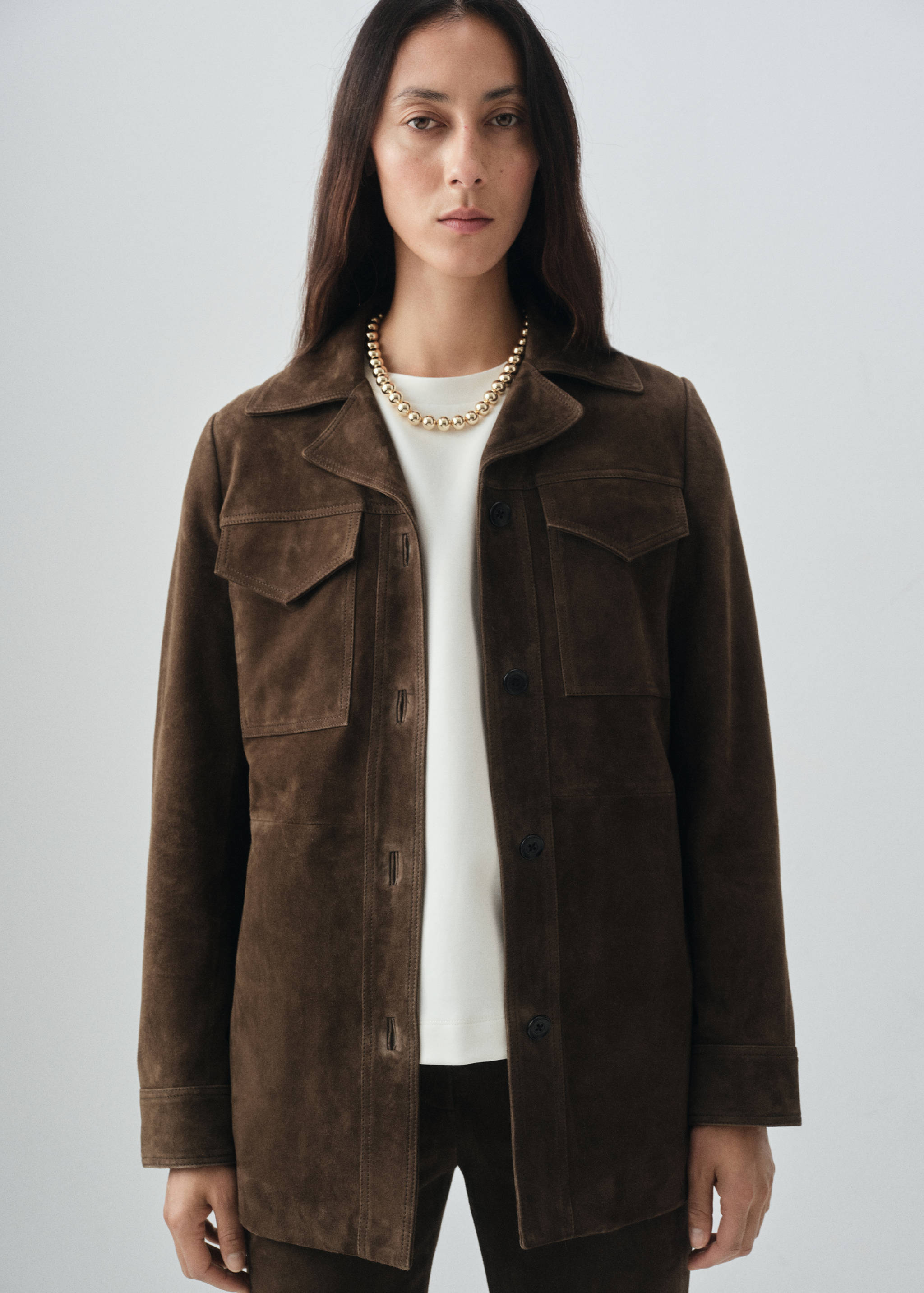 100% suede jacket with pockets - Medium plane