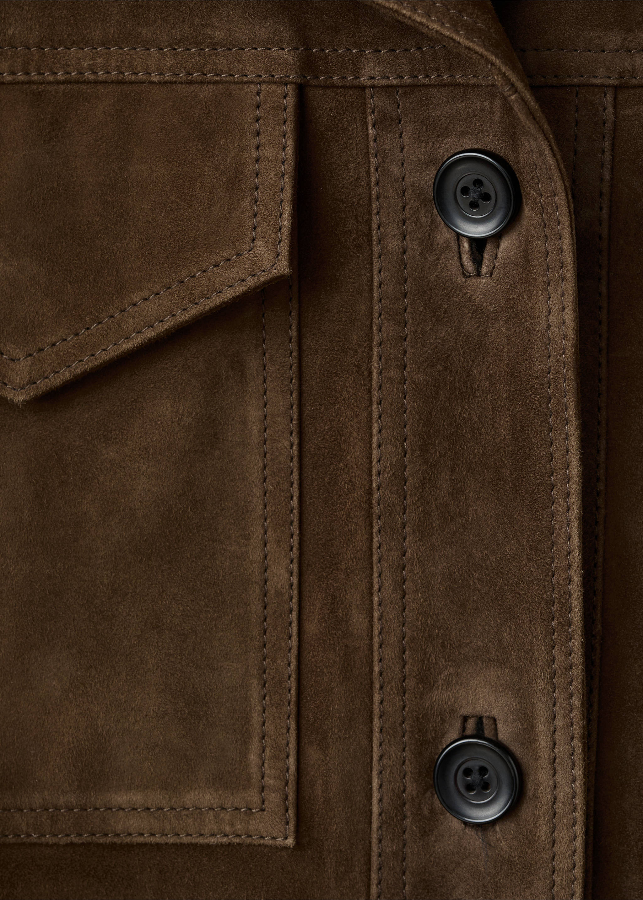 100% suede jacket with pockets - Details of the article 8, Khaki. Ref: 17036345-00.