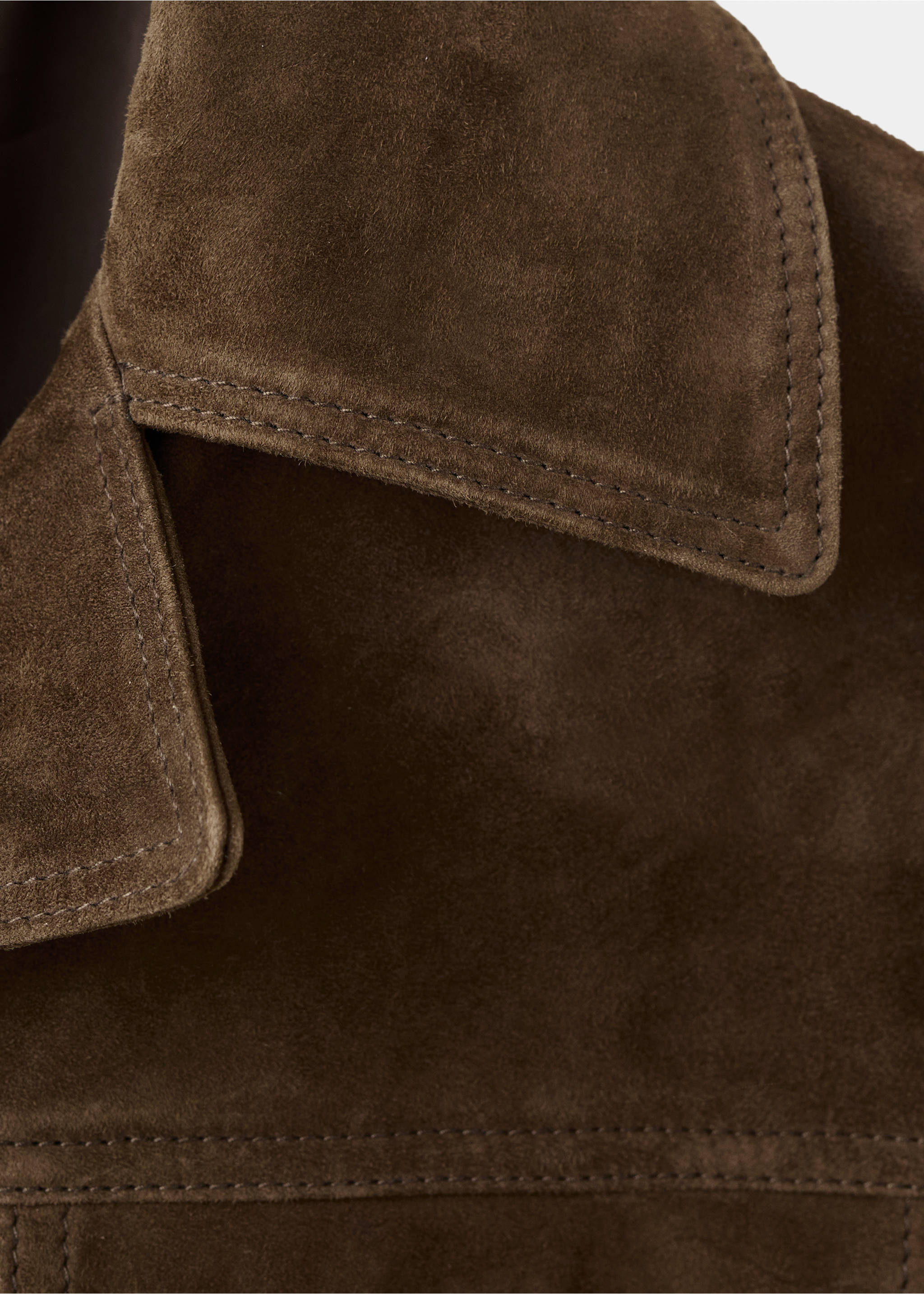 100% suede jacket with pockets - Details of the article 0, Khaki. Ref: 17036345-00.