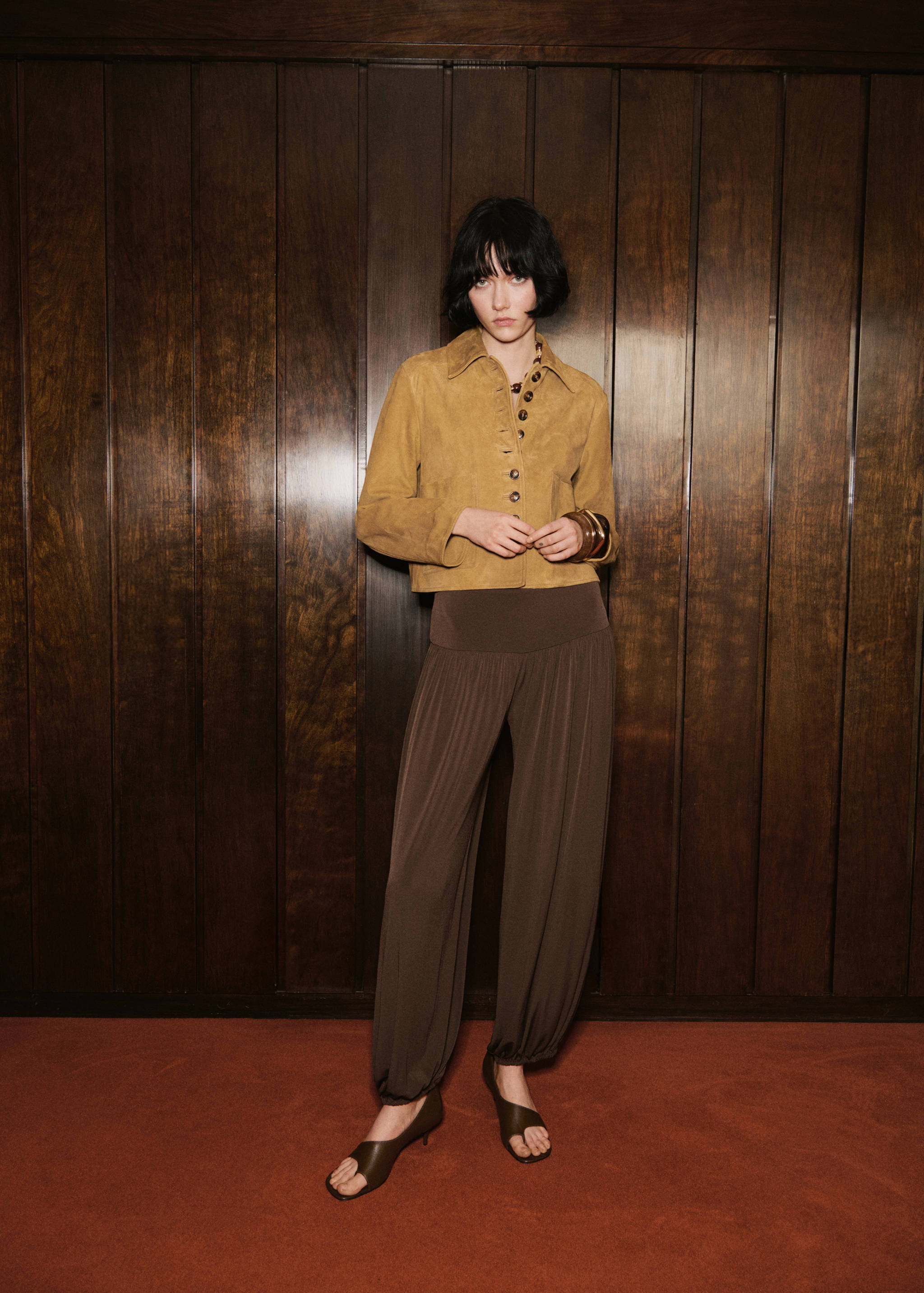 Suede jacket with buttons - General plane