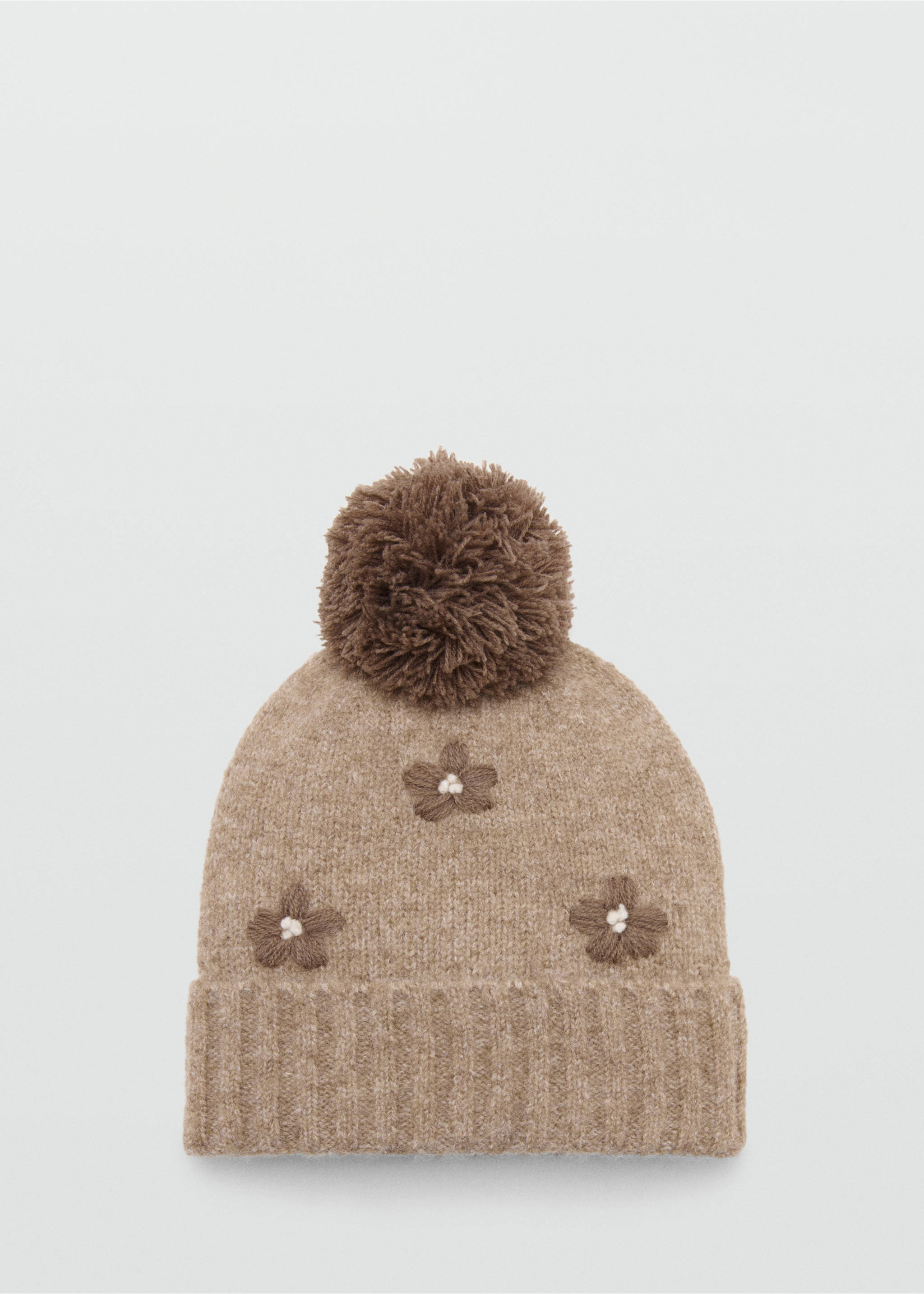 Bonnet à fleurs à pompon - Article sans modèle, Sable. Ref: 17036349-00.