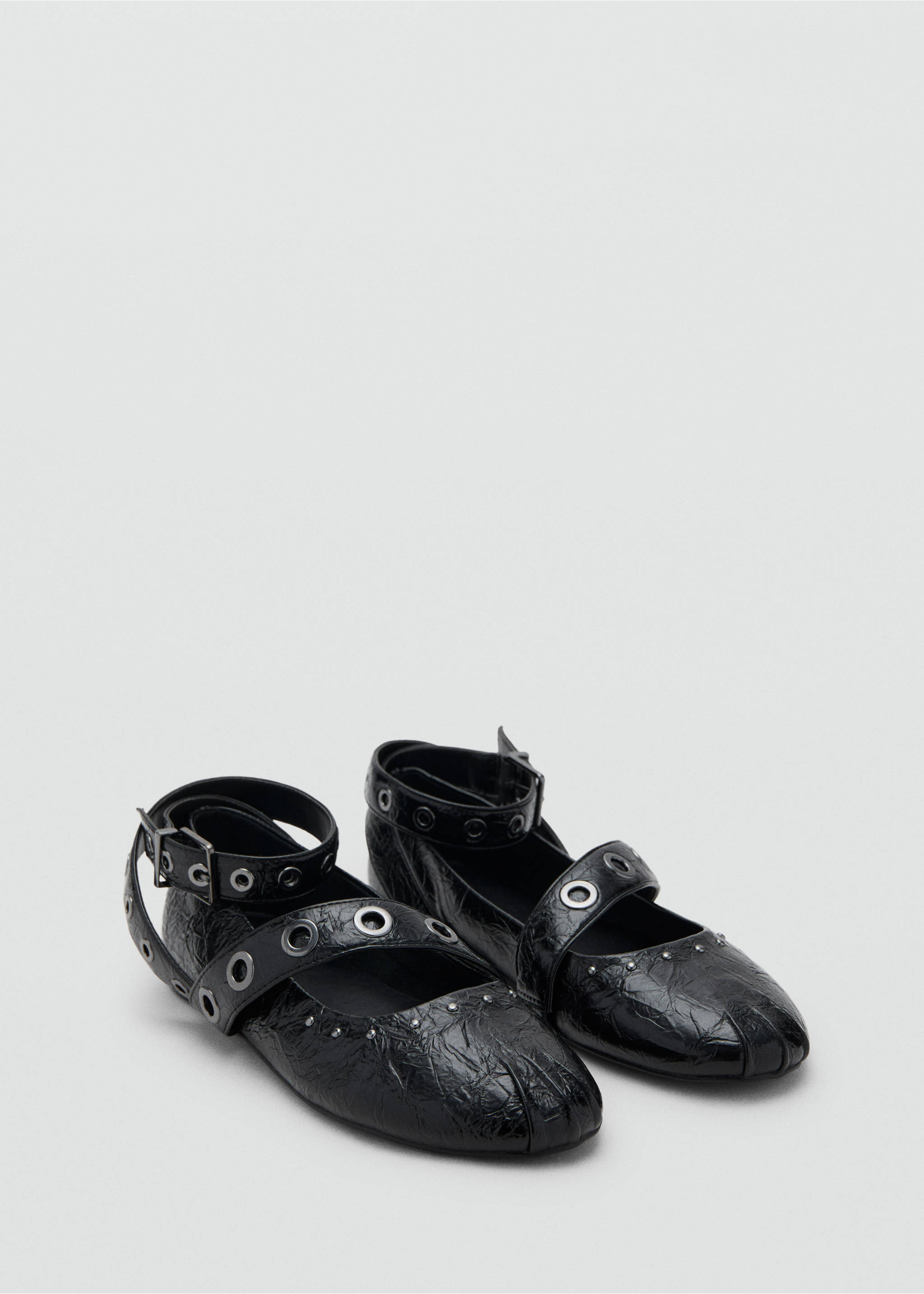 Ballet flats with studded straps - Medium plane, Black. Ref: 17036352-00.