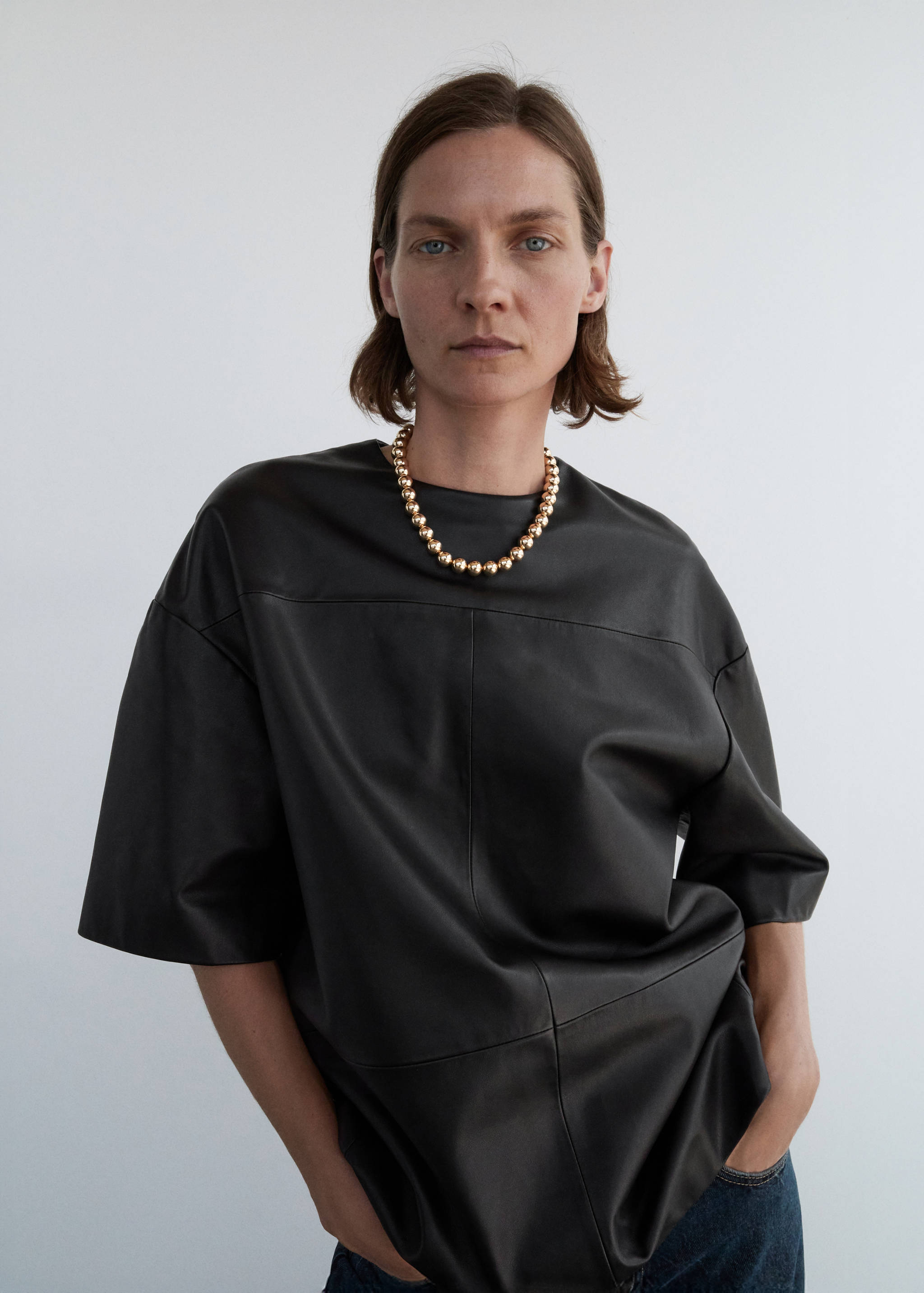 100% leather oversized t-shirt - Medium plane