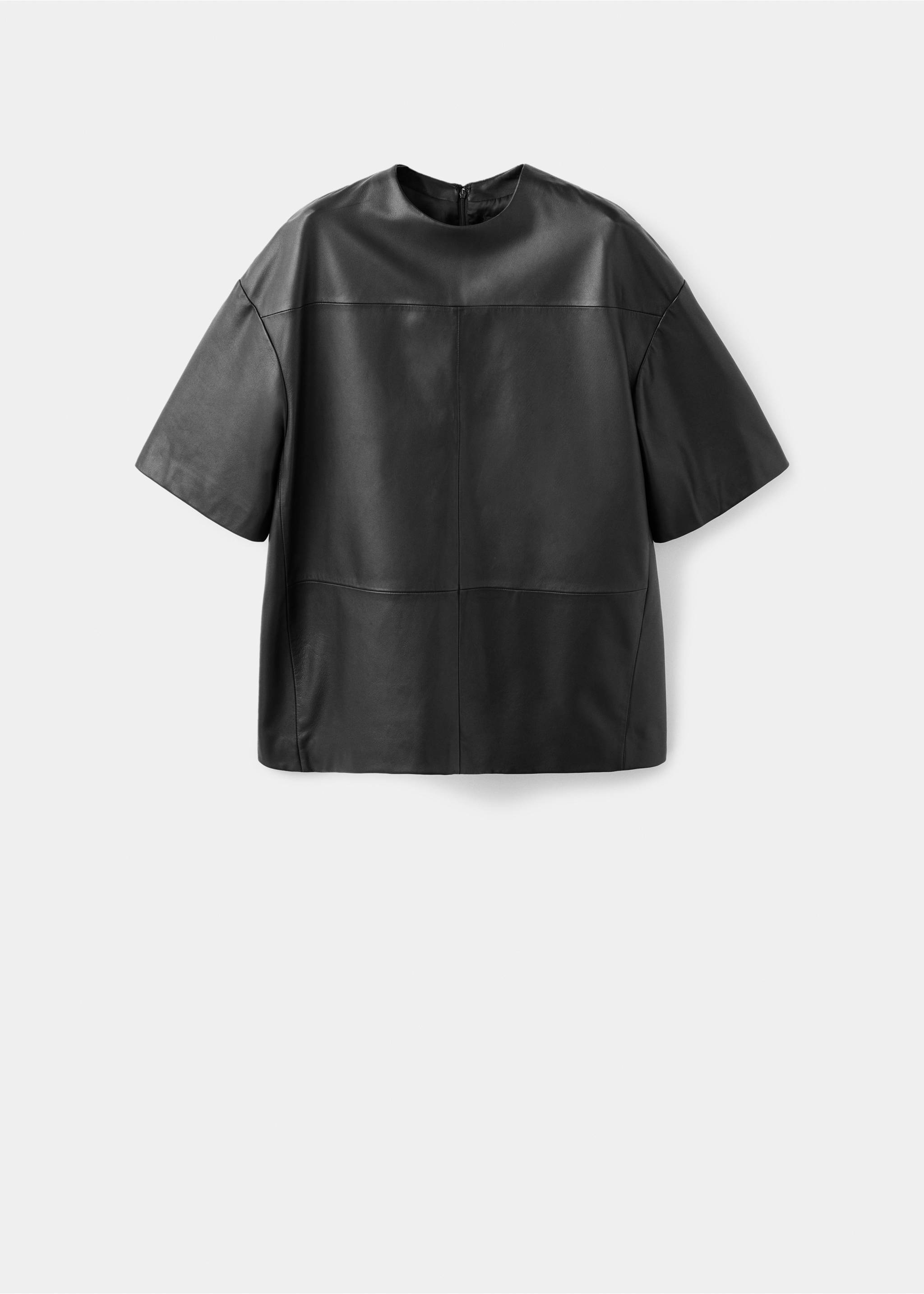 100% leather oversized t-shirt - Article without model, Black. Ref: 17036358-00.