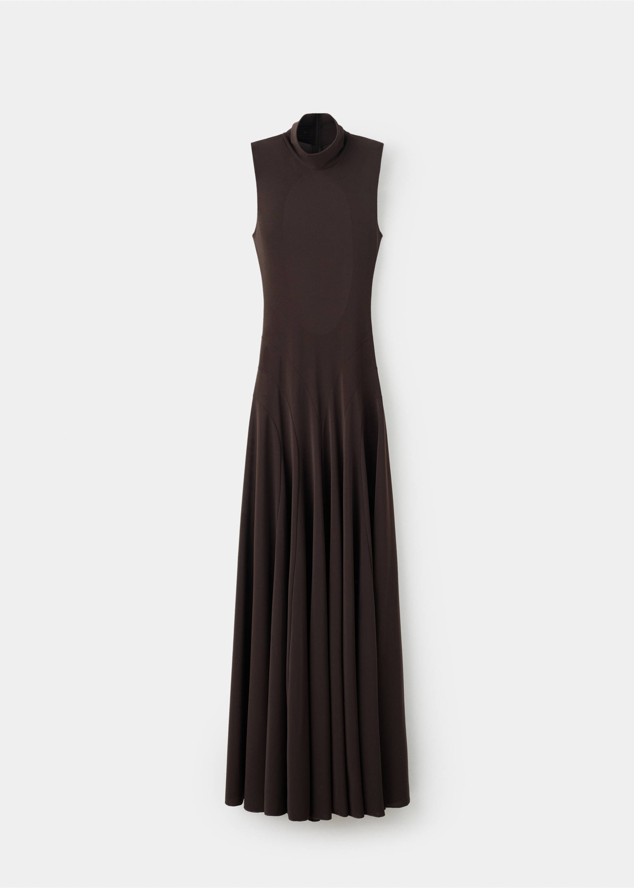 Godet dress with back opening - Article without model, Brown. Ref: 17036359-00.
