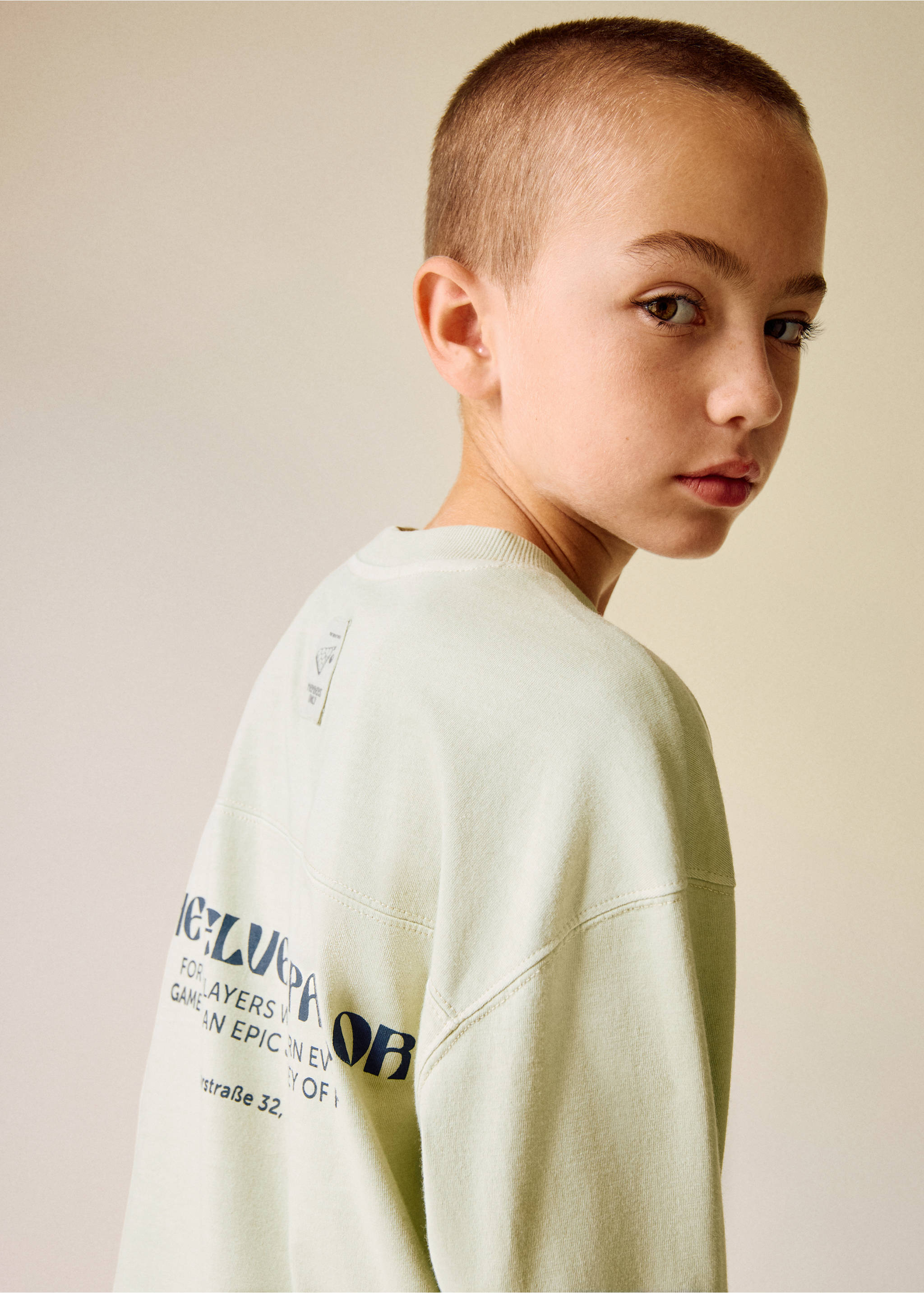 Printed cotton-blend t-shirt - Details of the article 1, Pastel Green. Ref: 17036729-00.