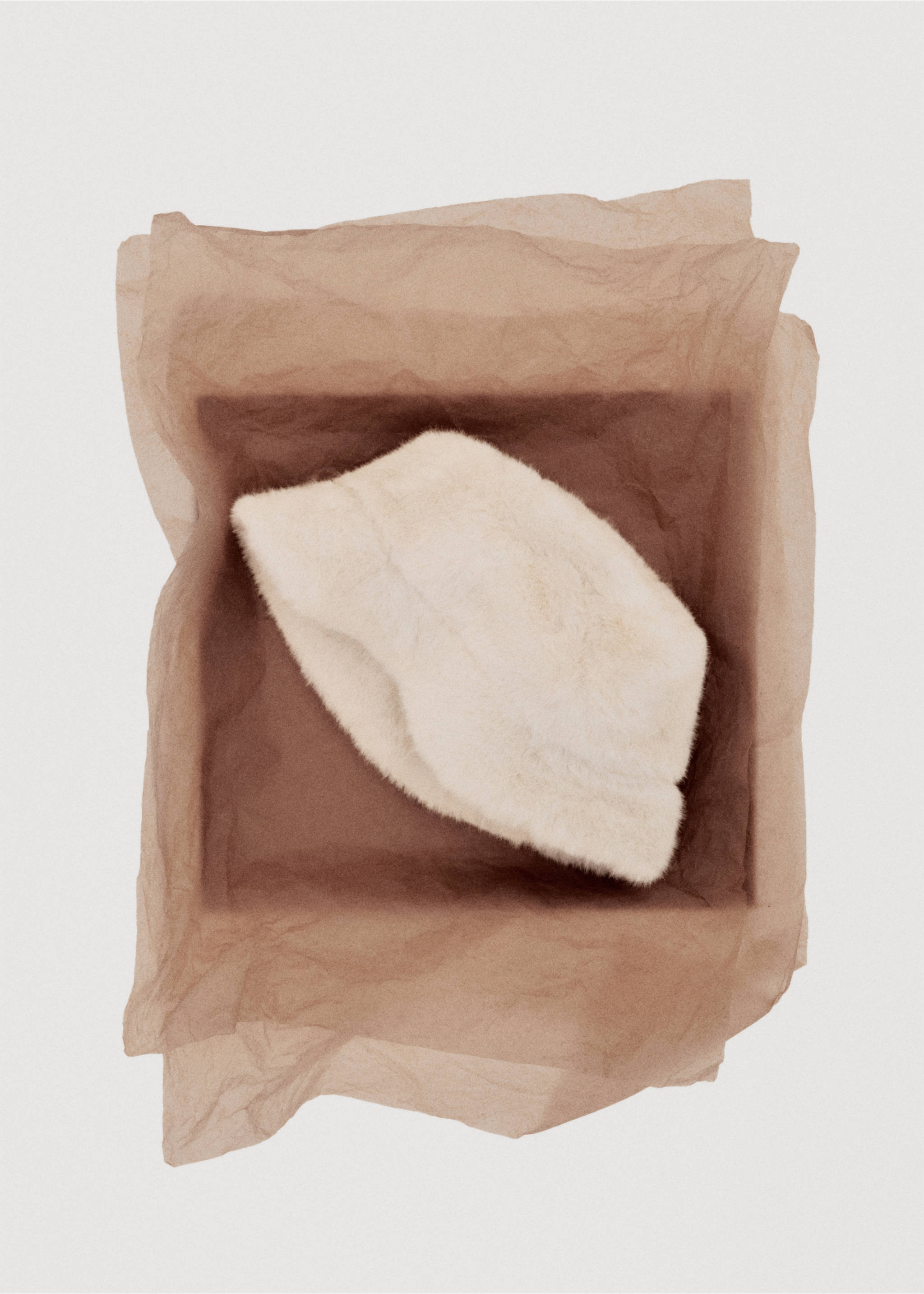 Fur-effect bucket hat - Details of the article 7, Sand. Ref: 17036733-00.